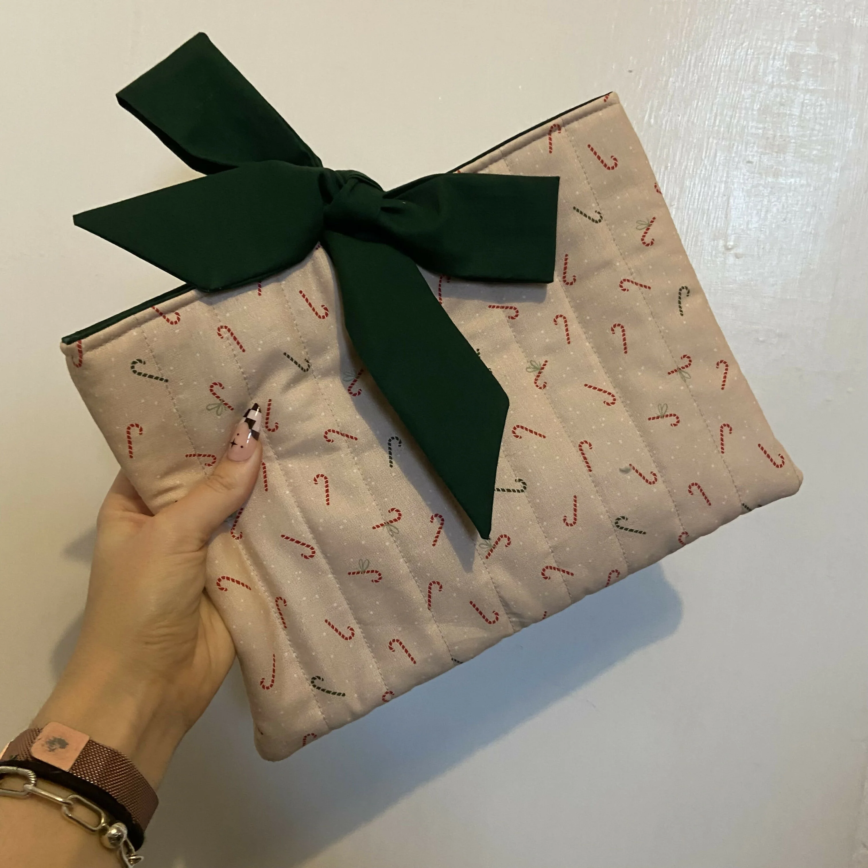 Pink Candy Cane Book Pouch