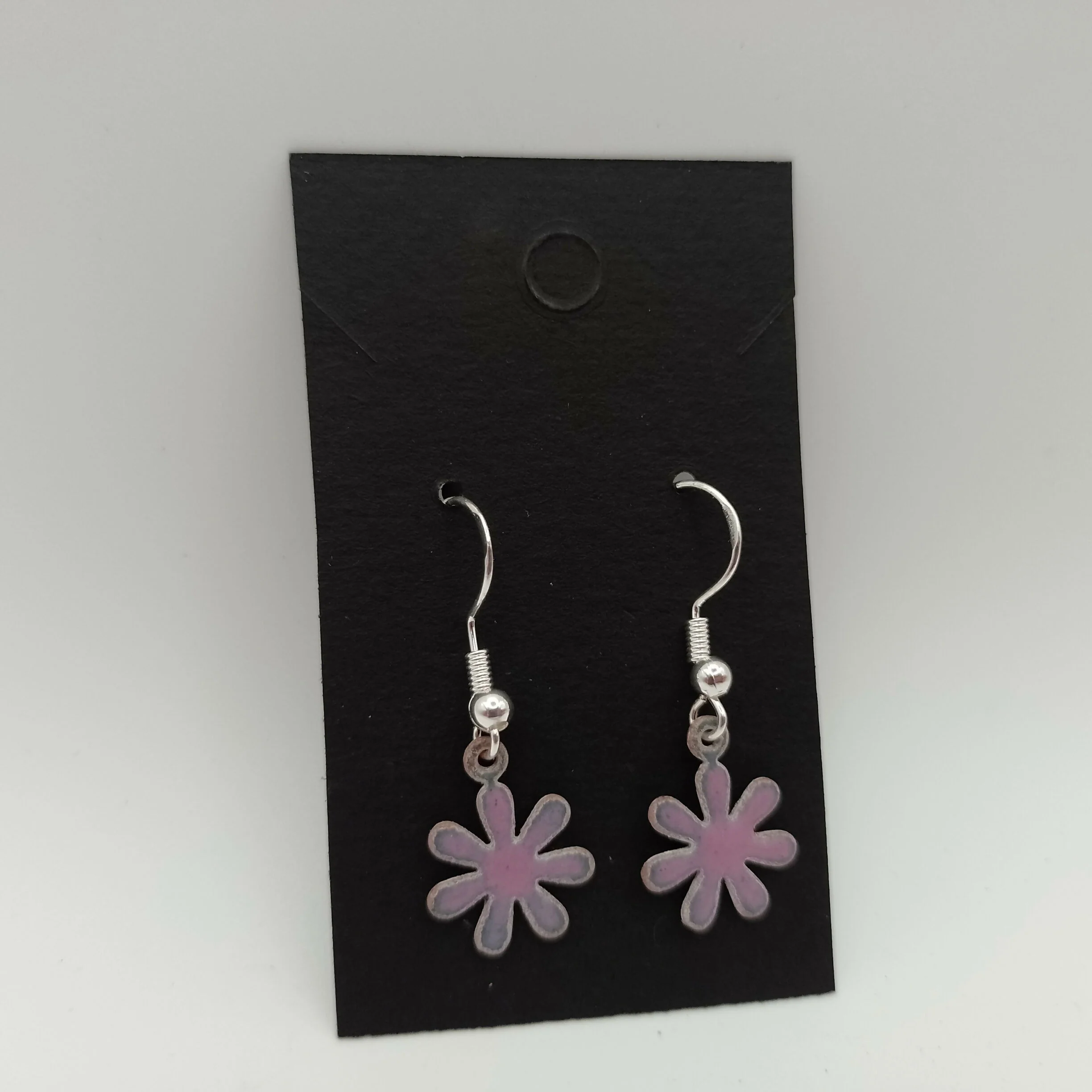 Pink Enamel Flower Earrings