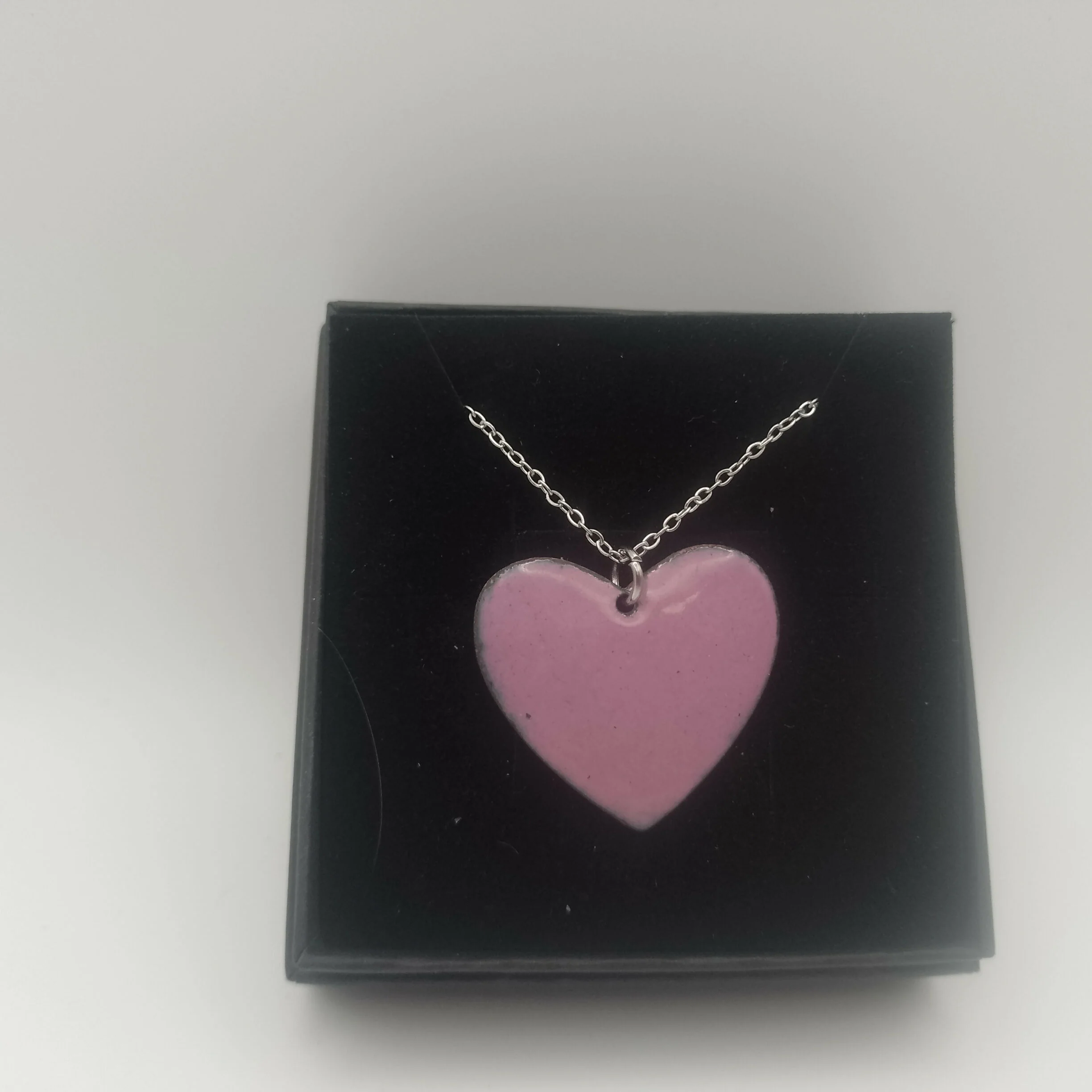 Pink Enamel Heart Pendant