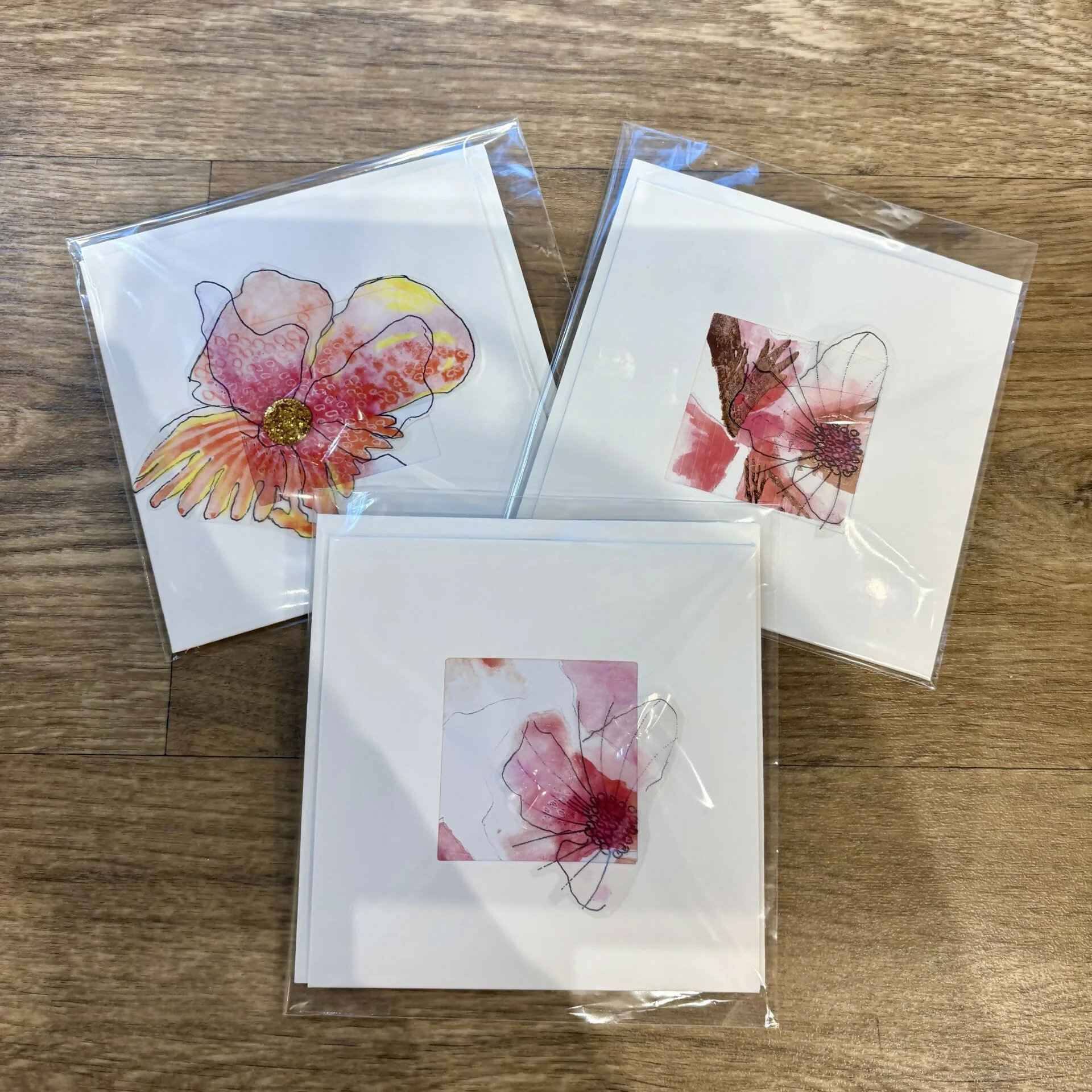 Pink Floral Mixed Media Card - Image 2
