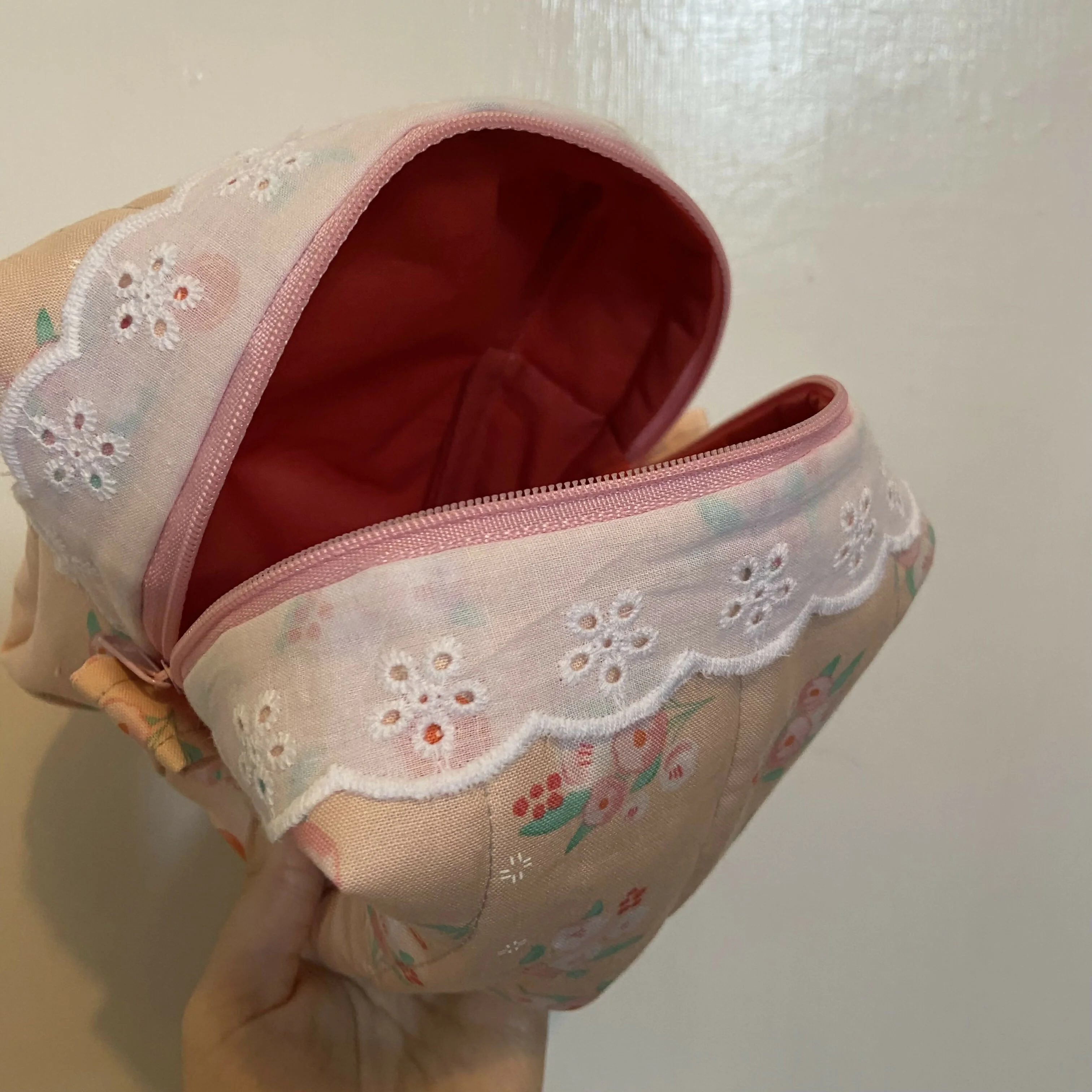 Pink Floral Tall Boxy Cosmetics Bag - Image 3