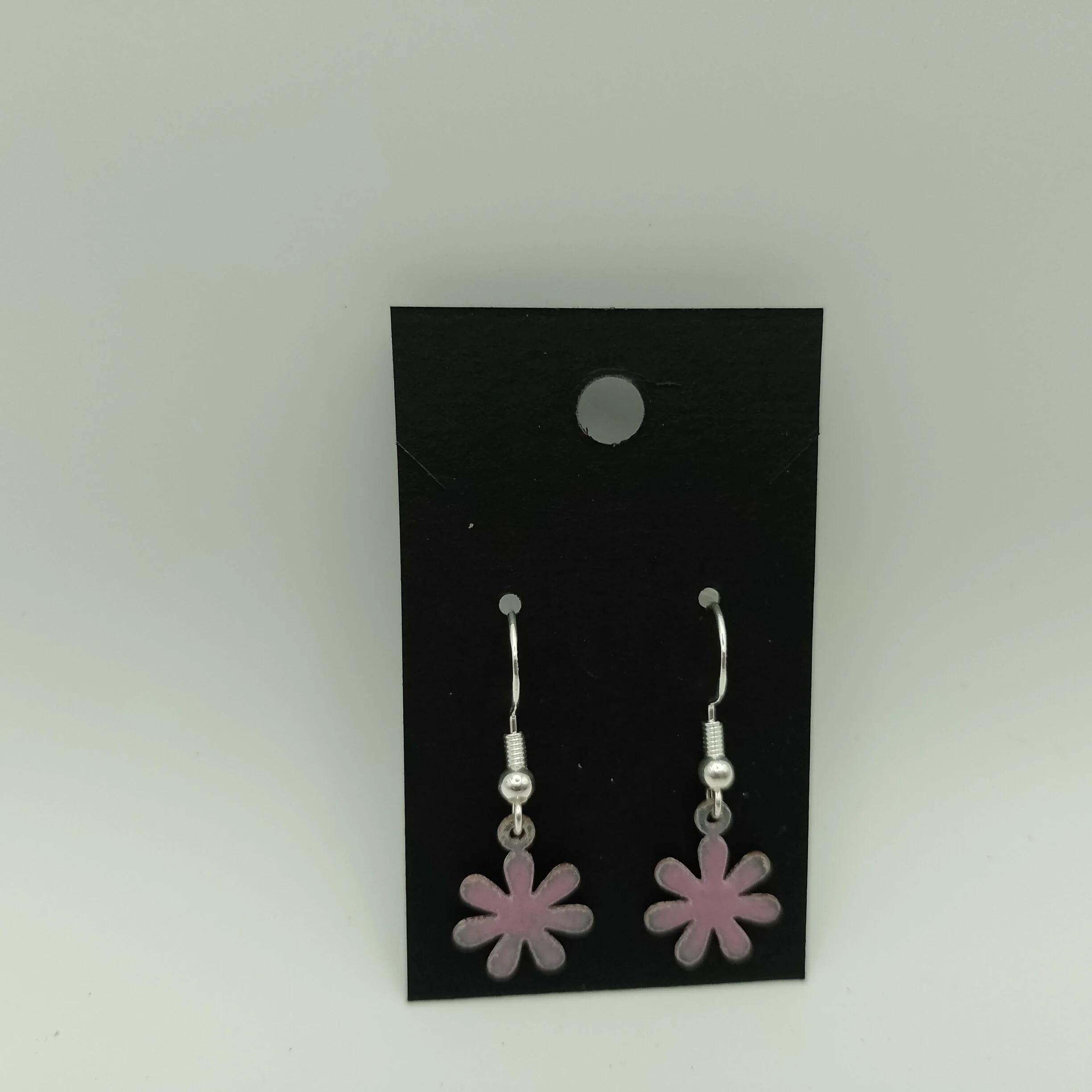 Pink Flower Enamel Earrings