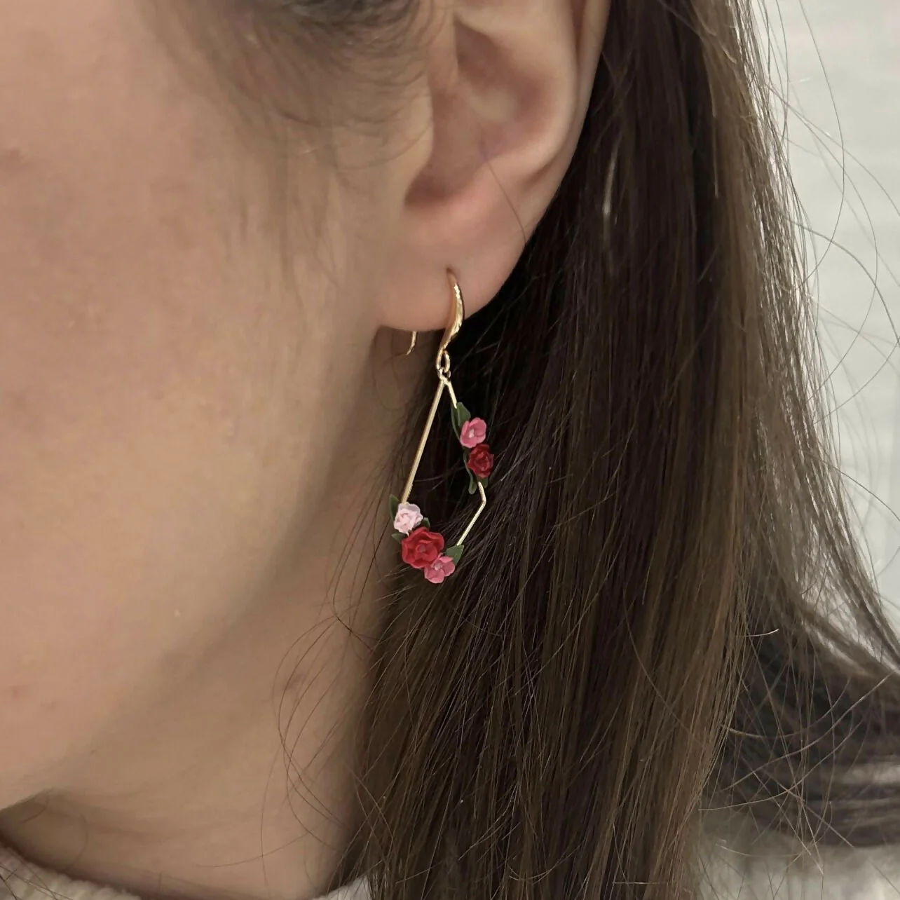 Pink Flowers Earrings - Image 2