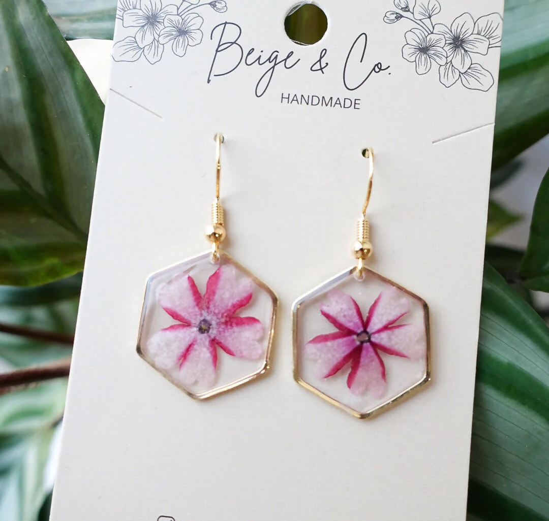 Pink Lollipop Real Flower Earrings