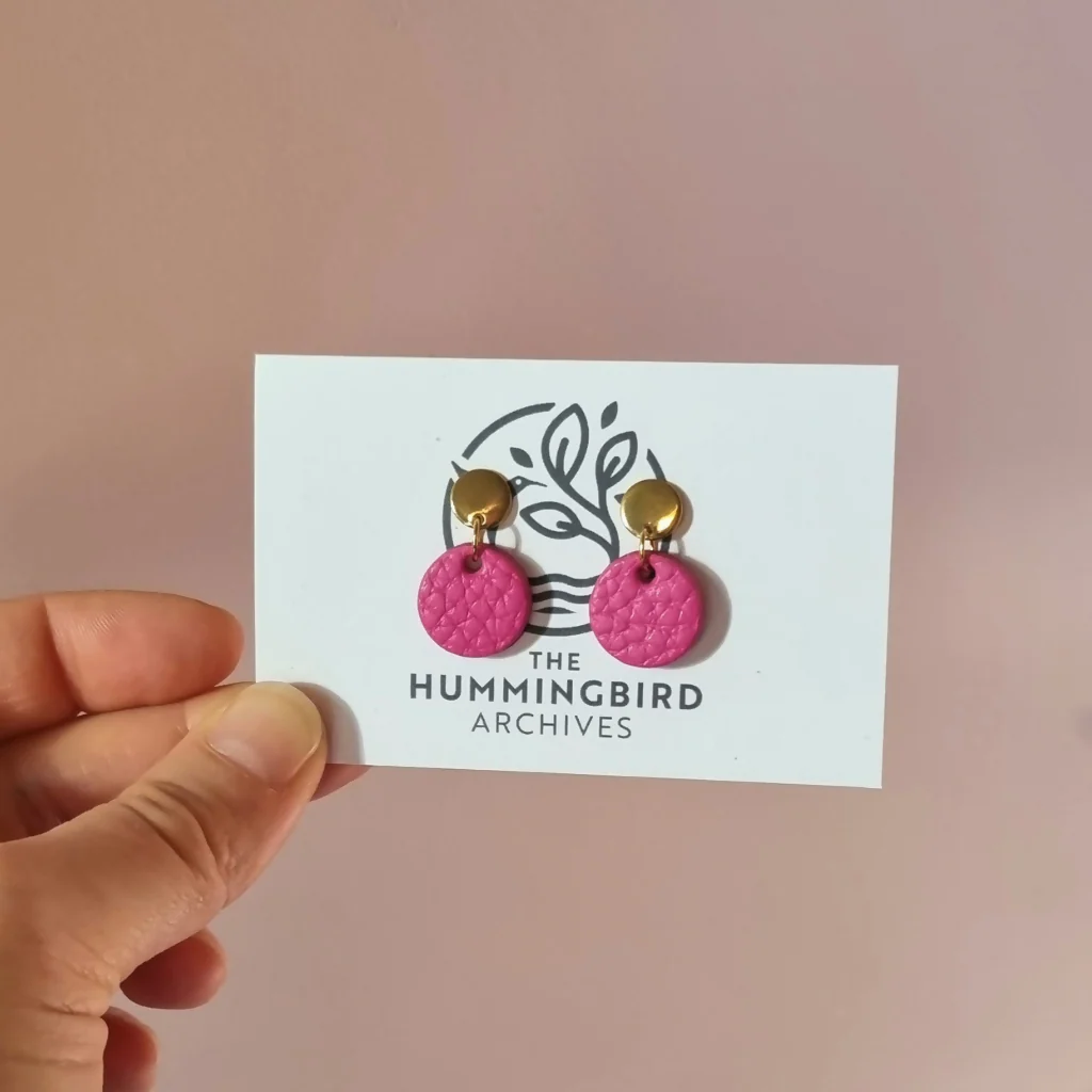 Pink Mini Circle Earrings
