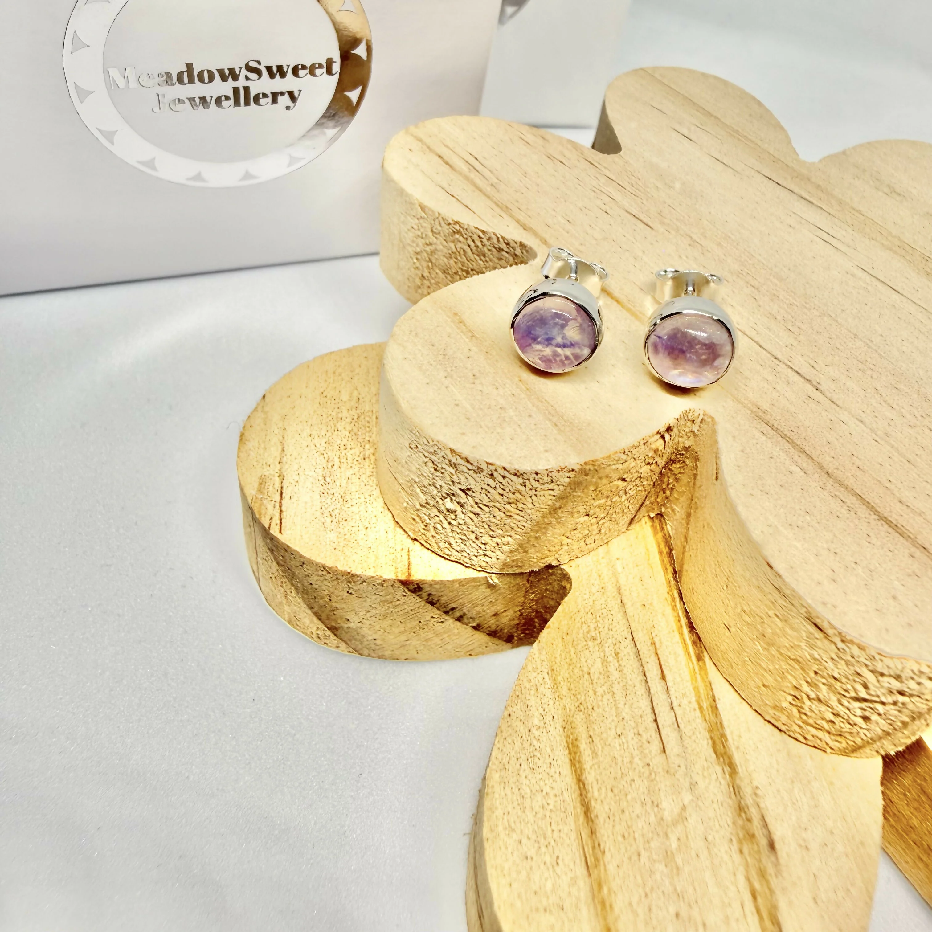 PINK MOONSTONE STUD EARRINGS