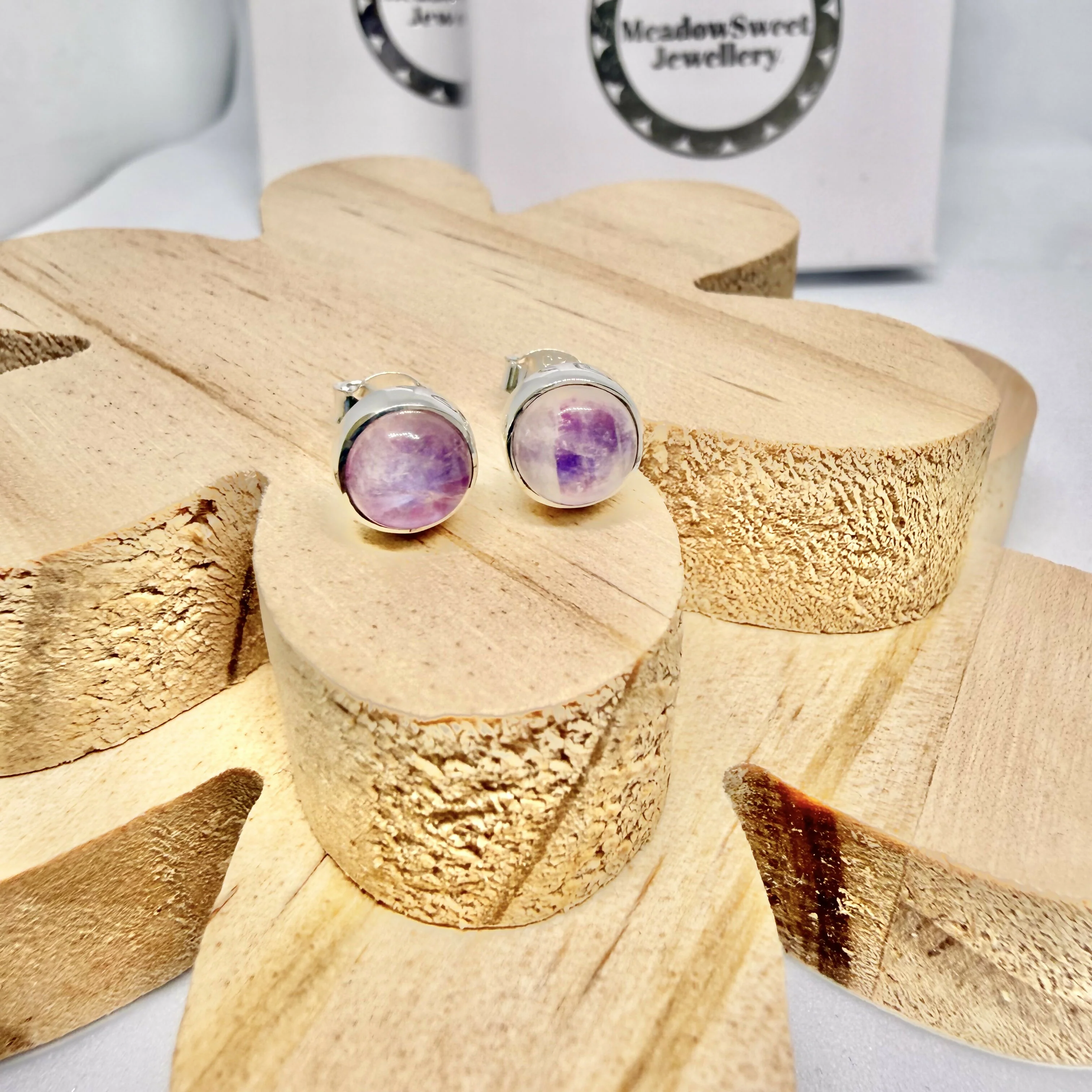 PINK MOONSTONE STUD EARRINGS