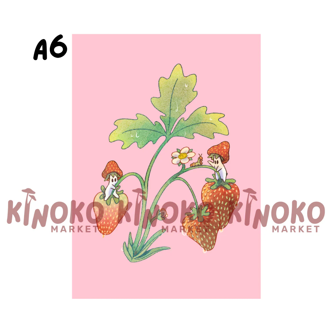 Pink Strawberry A6 Print - Image 2