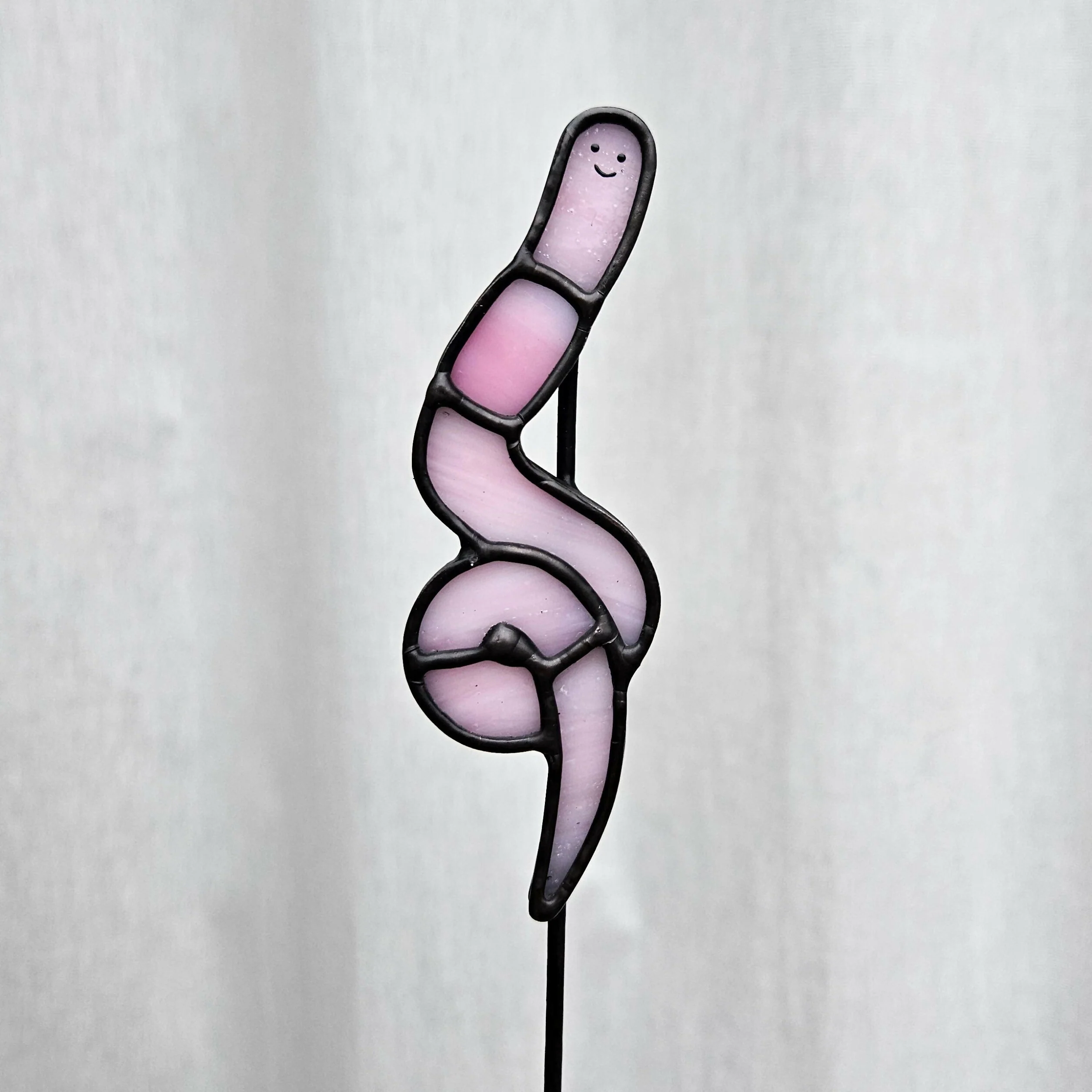 Pink Worm Stained Glass Plantstake - Image 3