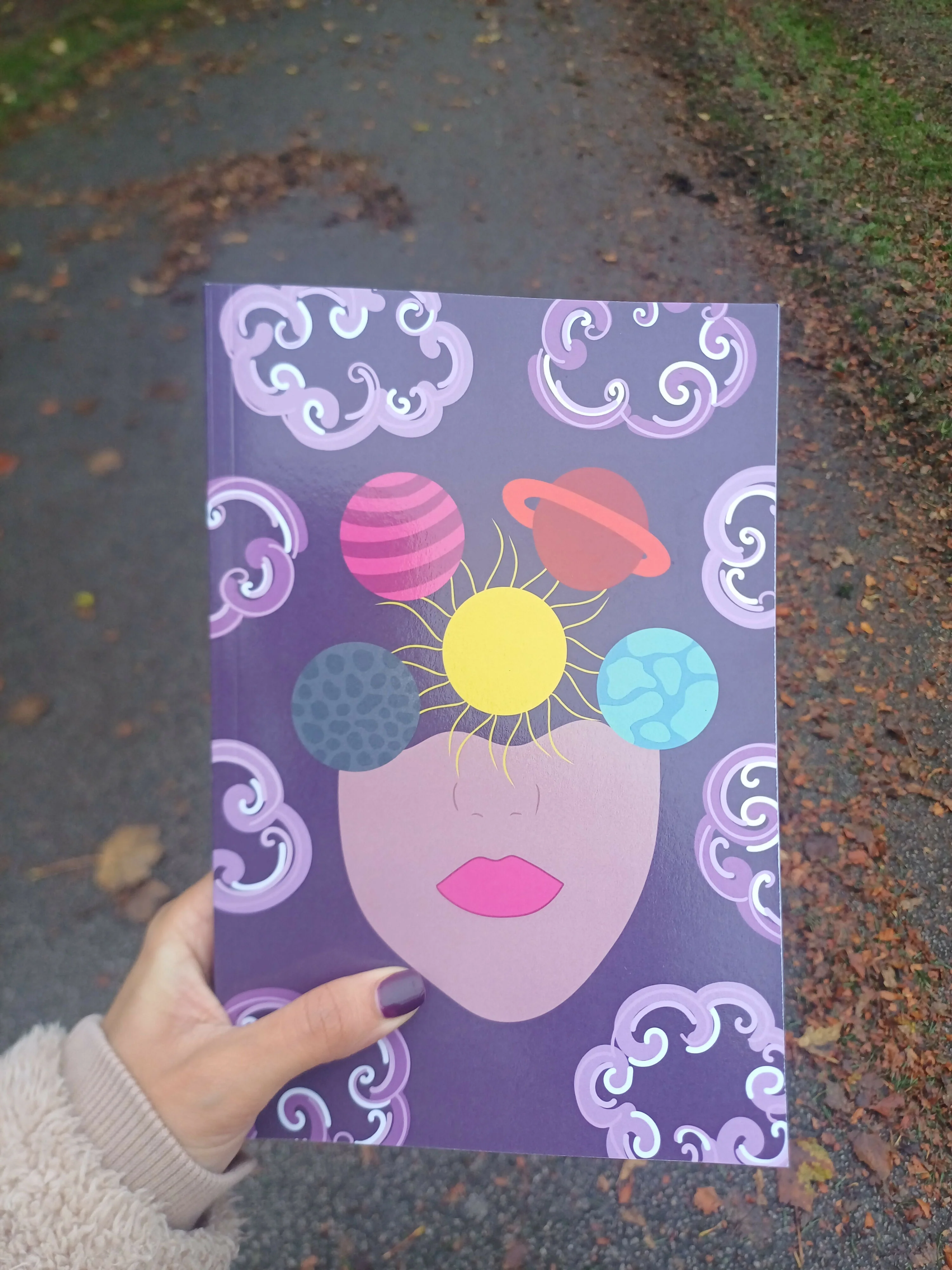 Planets and clouds notebook | purple journal | 108 lined pages | 6 x 9 inches - Image 2