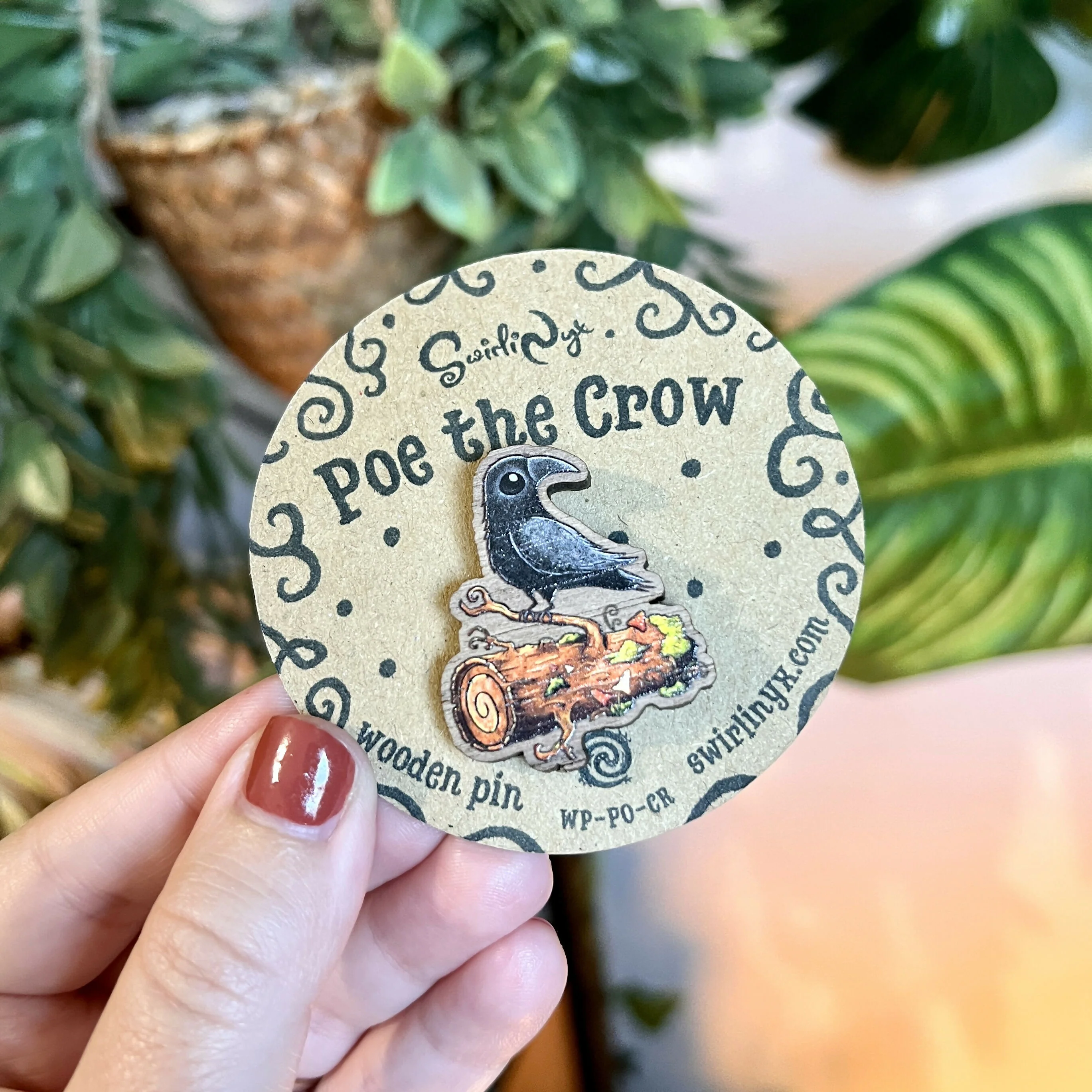 Poe the Crow Wooden Pin