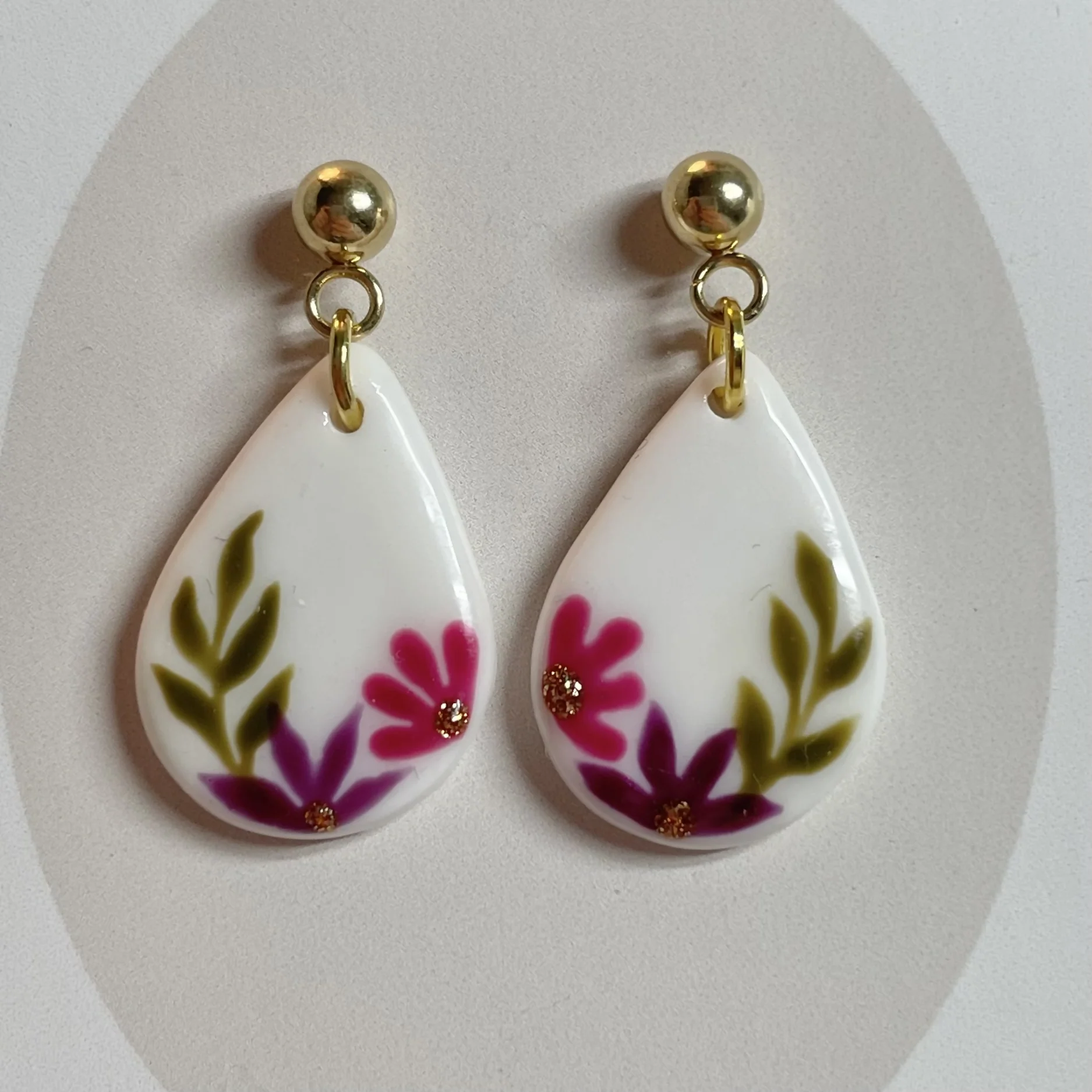 Polymer Clay Earrings With Gold Plated Fastenings - Image 4