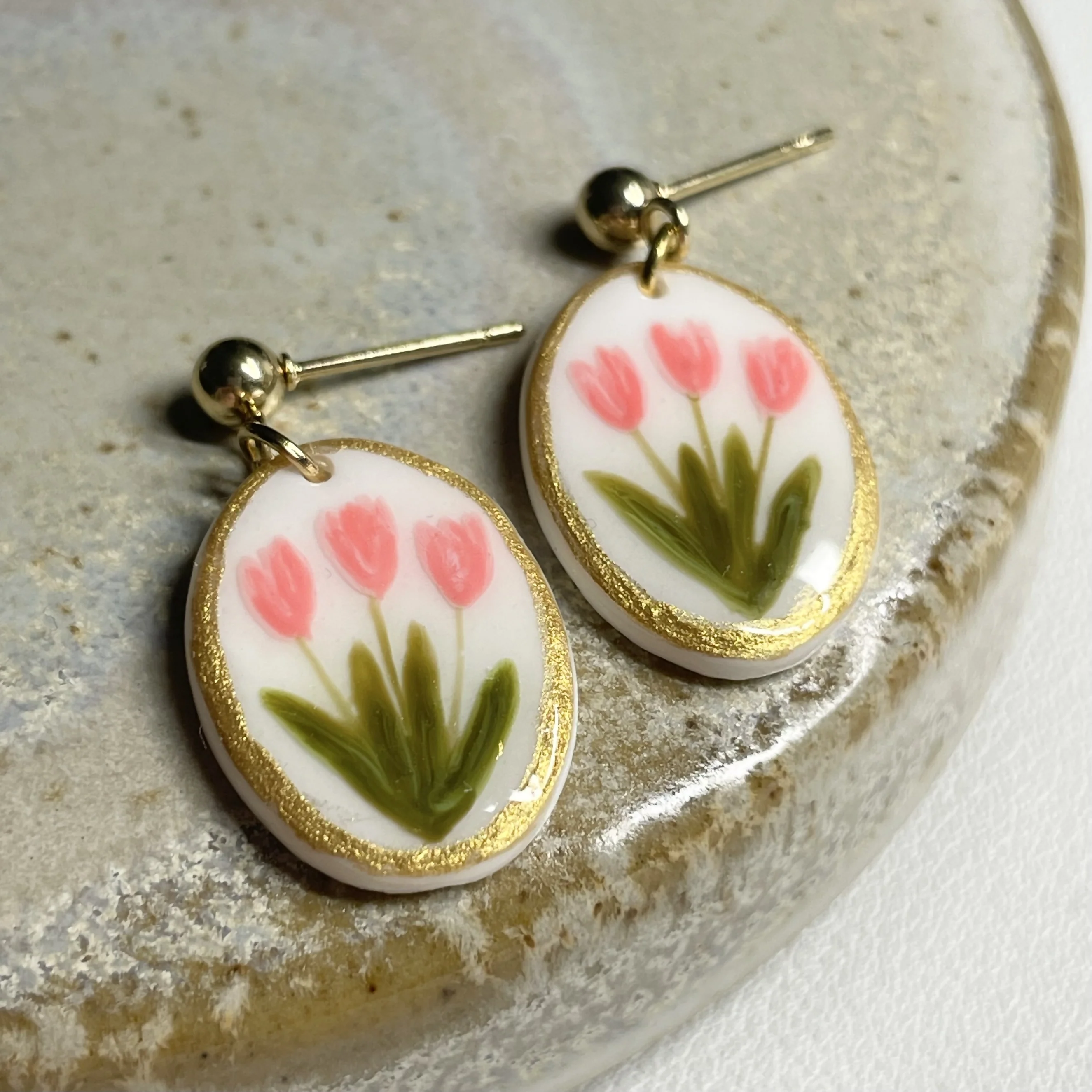 Polymer Clay Earrings With Gold Plated Fastenings - Image 4