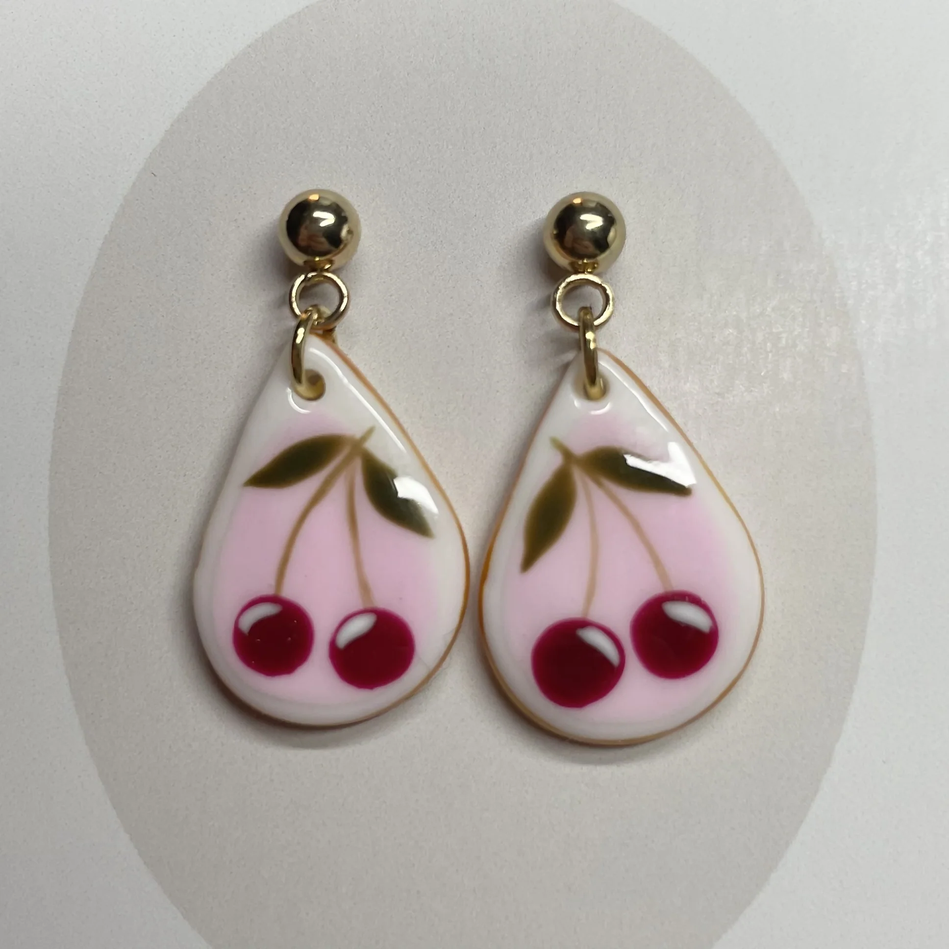 Polymer Clay Earrings With Gold Plated Fastenings - Image 3