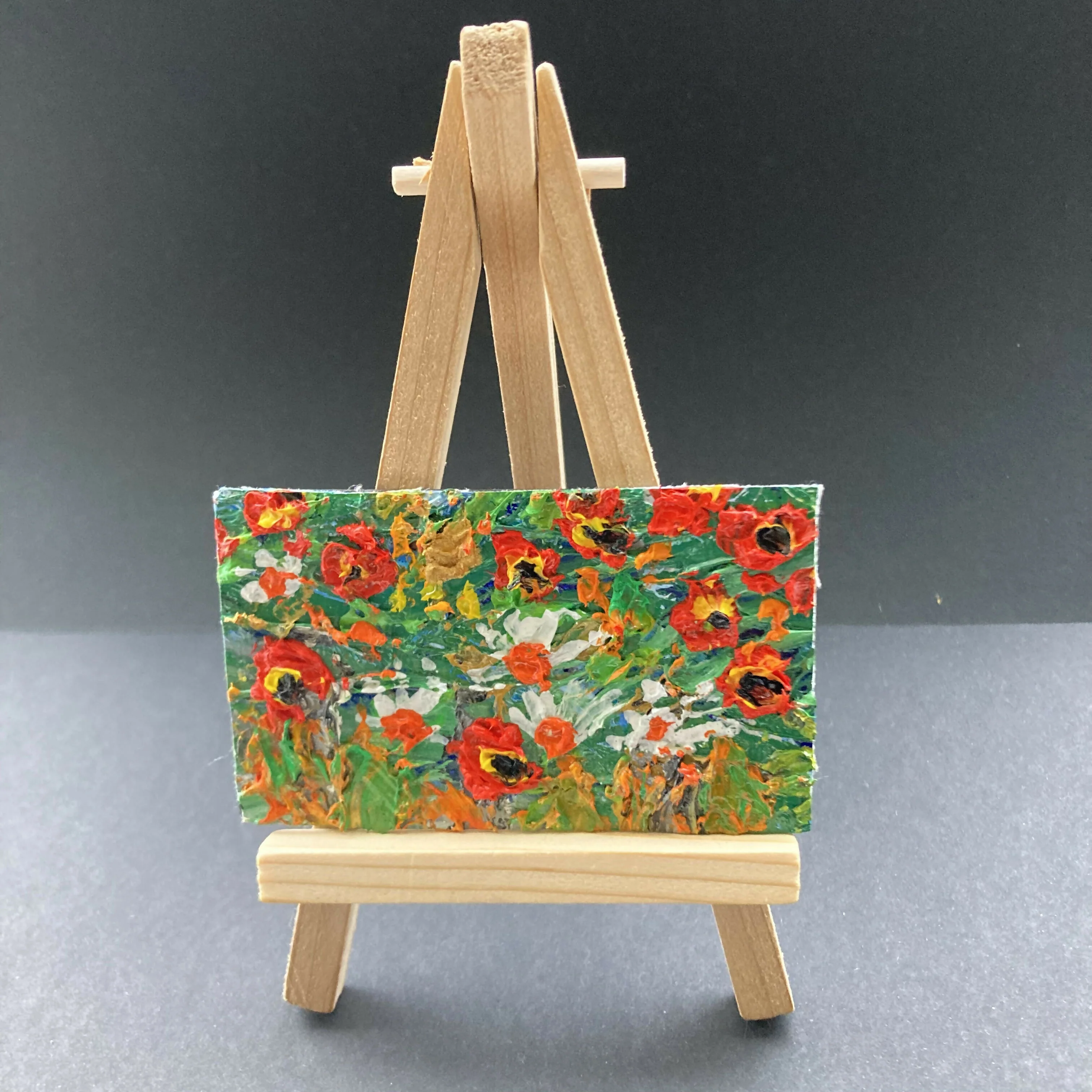 Poppies And Daisies Mini Oil Painting Fridge Magnet - Image 2