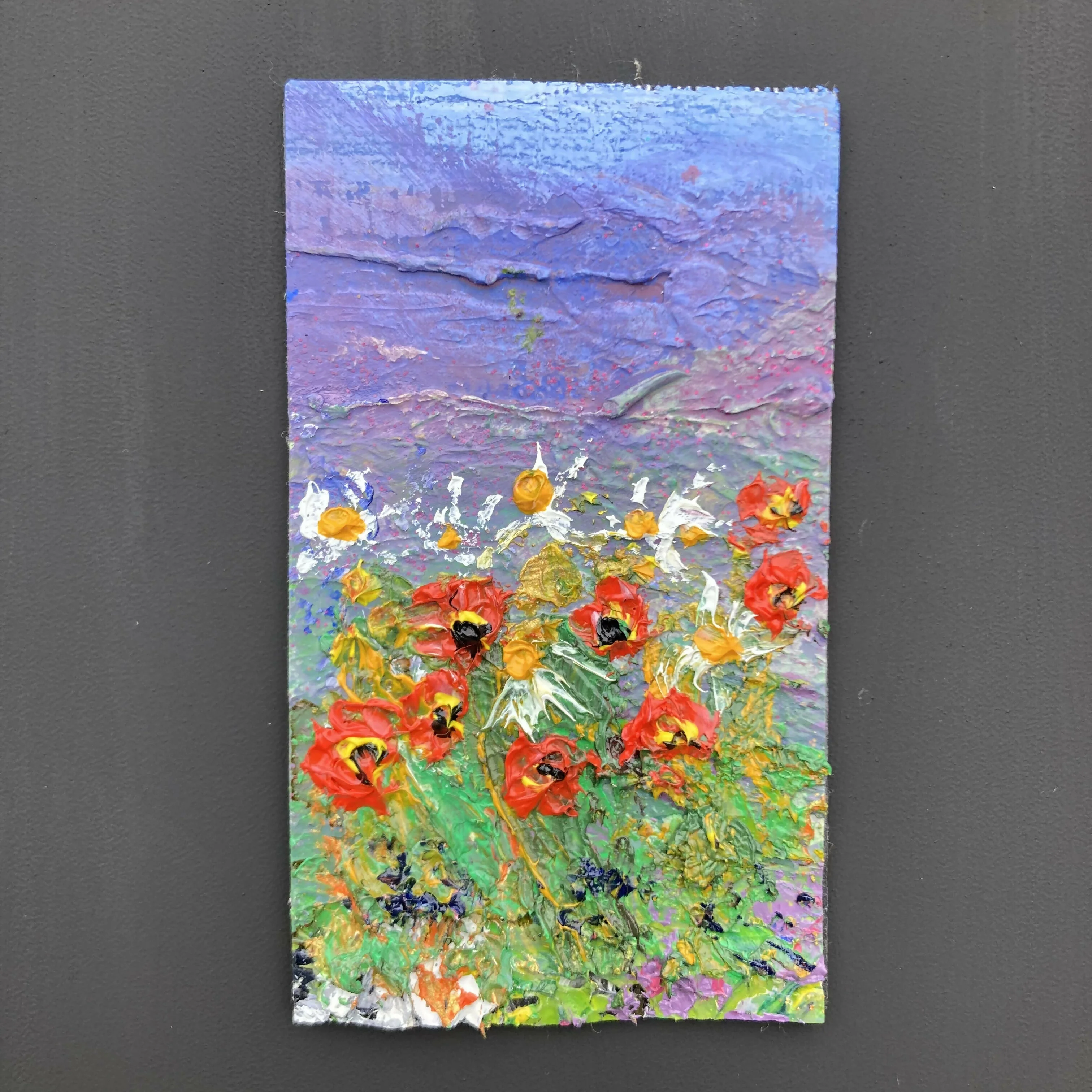 Poppies and Daisies Mini Oil Painting Fridge Magnet