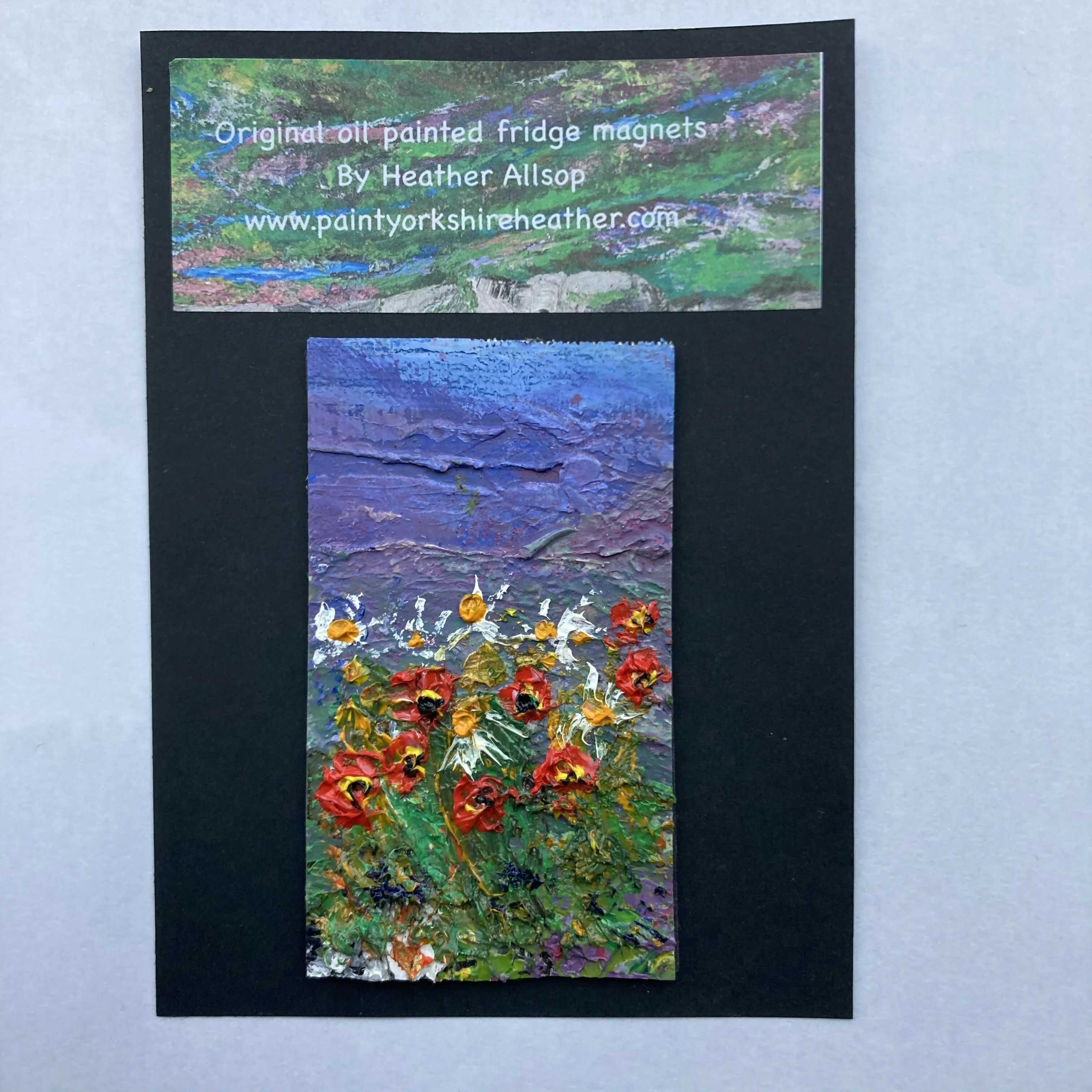 Poppies and Daisies Mini Oil Painting Fridge Magnet - Image 3