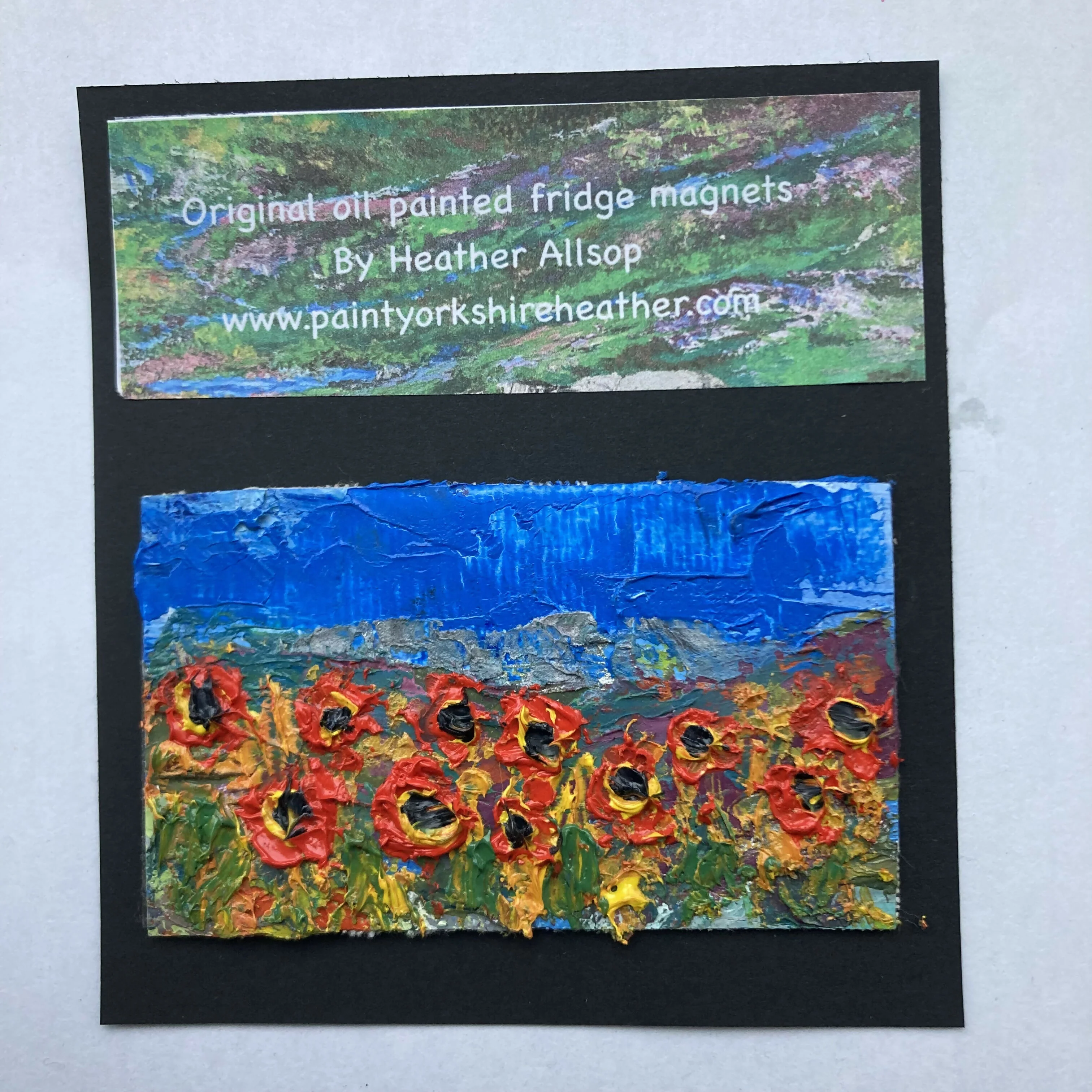Poppies Mini Oil Painting On Canvas Fridge Magnet - Image 3