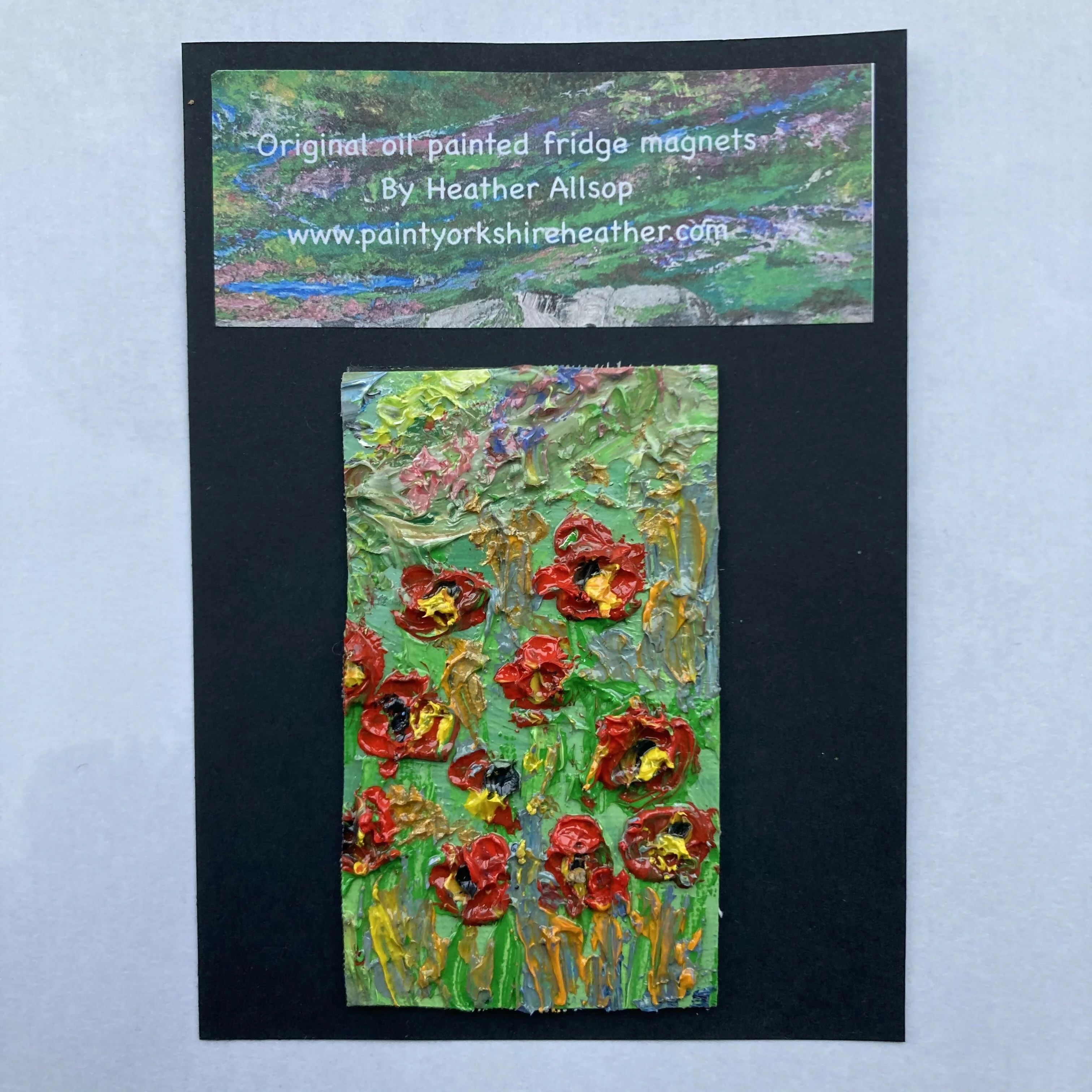 Poppies Oil Painted Mini Canvas Fridge Magnet - Image 3