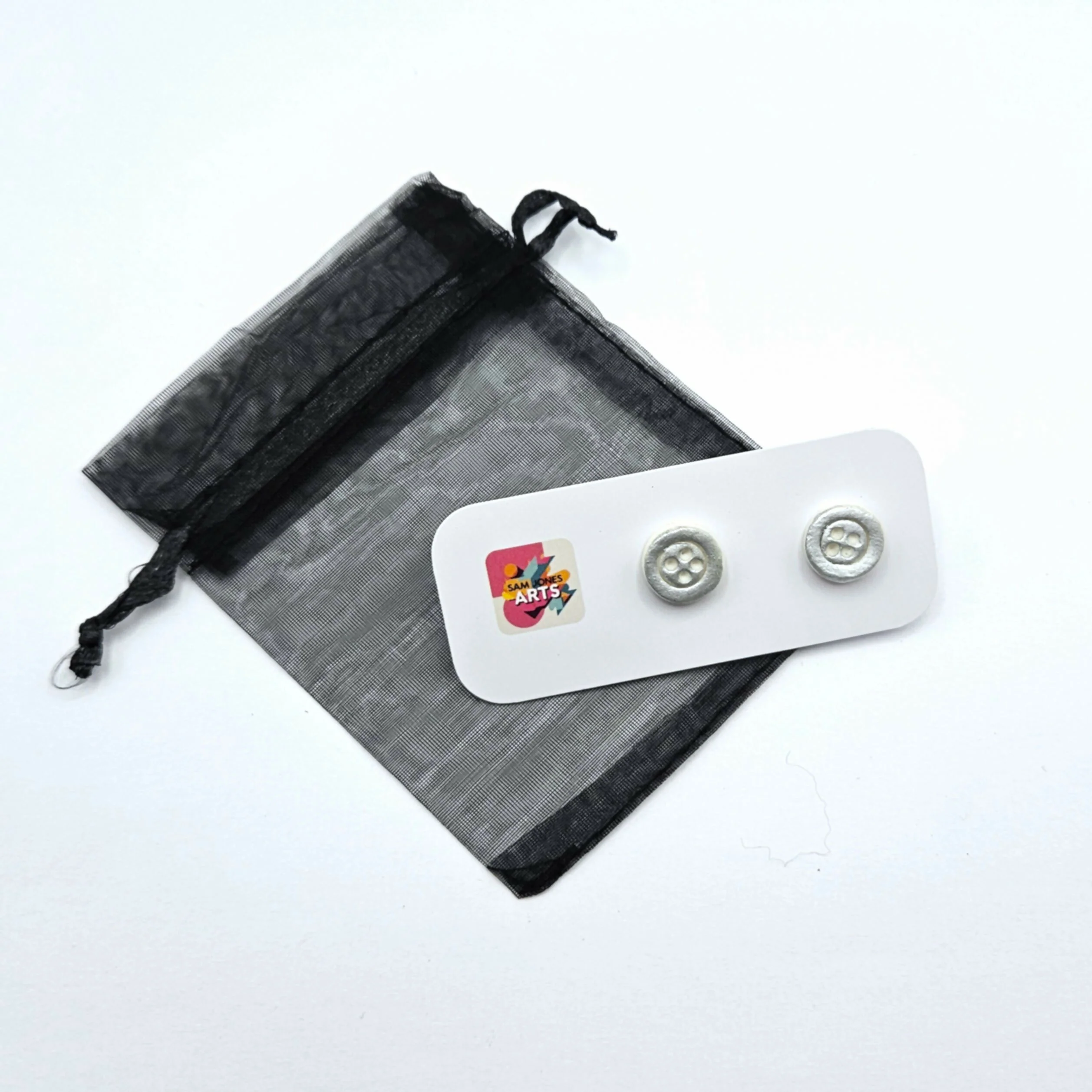 PORCELAIN BUTTON STYLE STUD EARRINGS