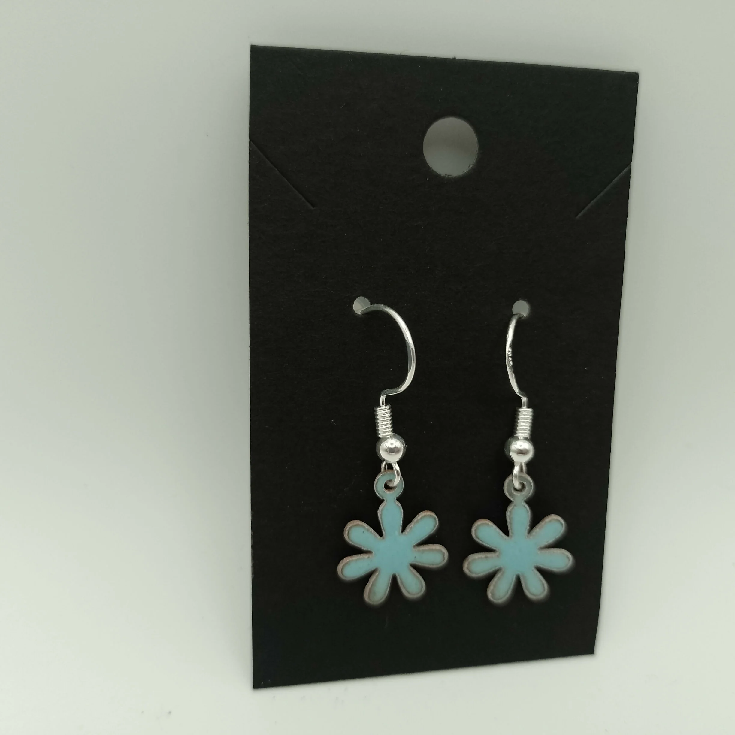 Powder Blue Flower Enamel Earrings