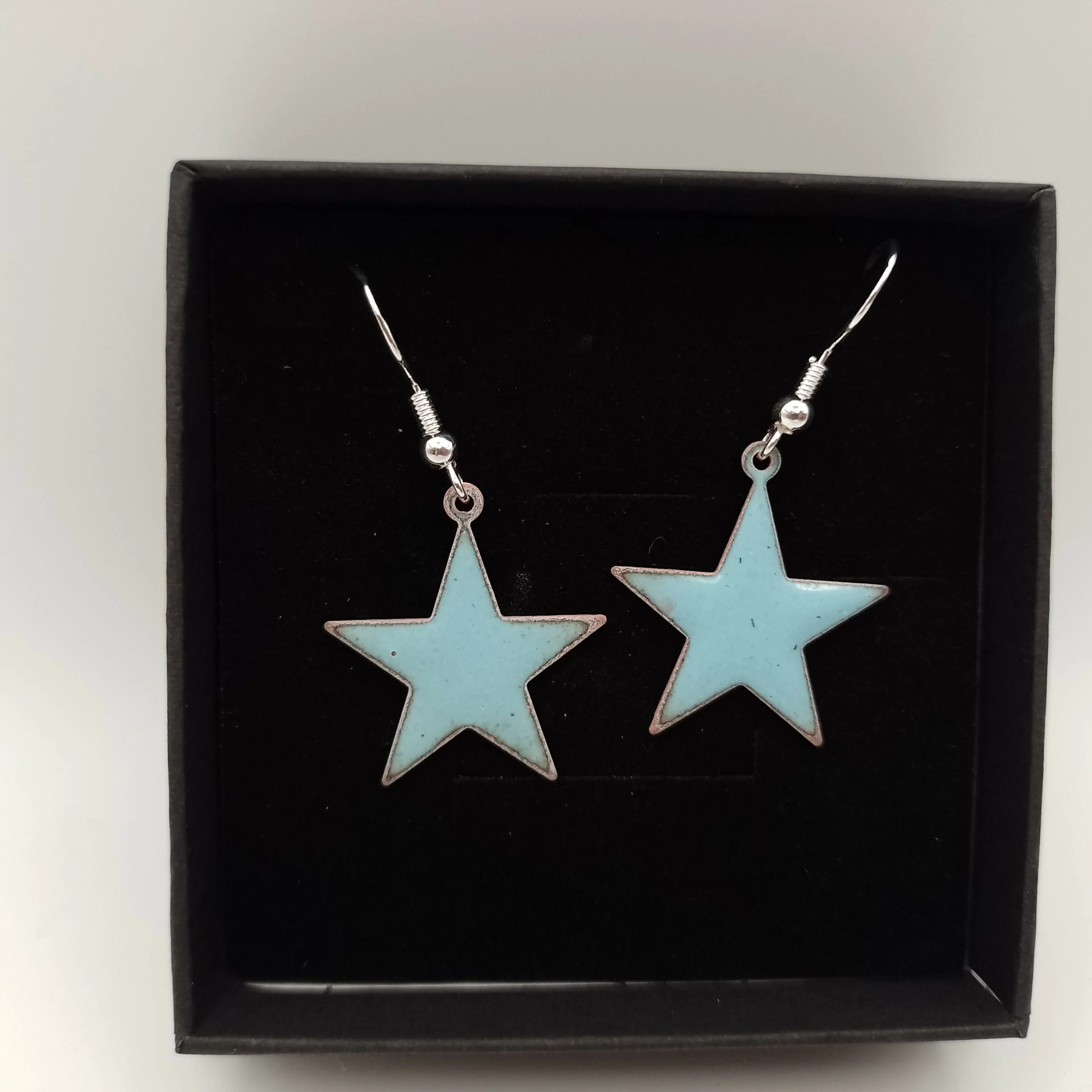 Powder Blue Star Enamel Earrings