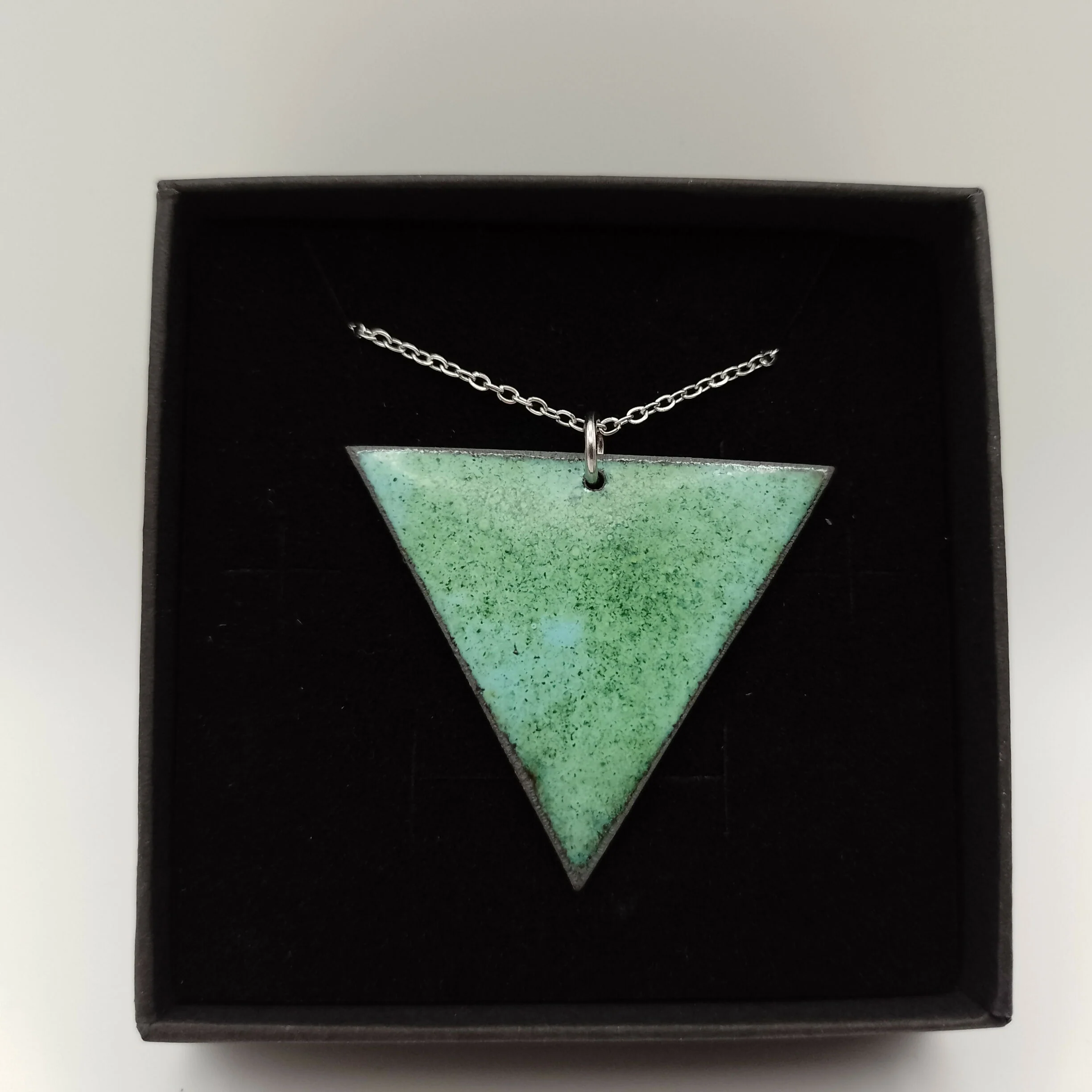 Powder Blue with Green Sprinkled Triangle Pendant