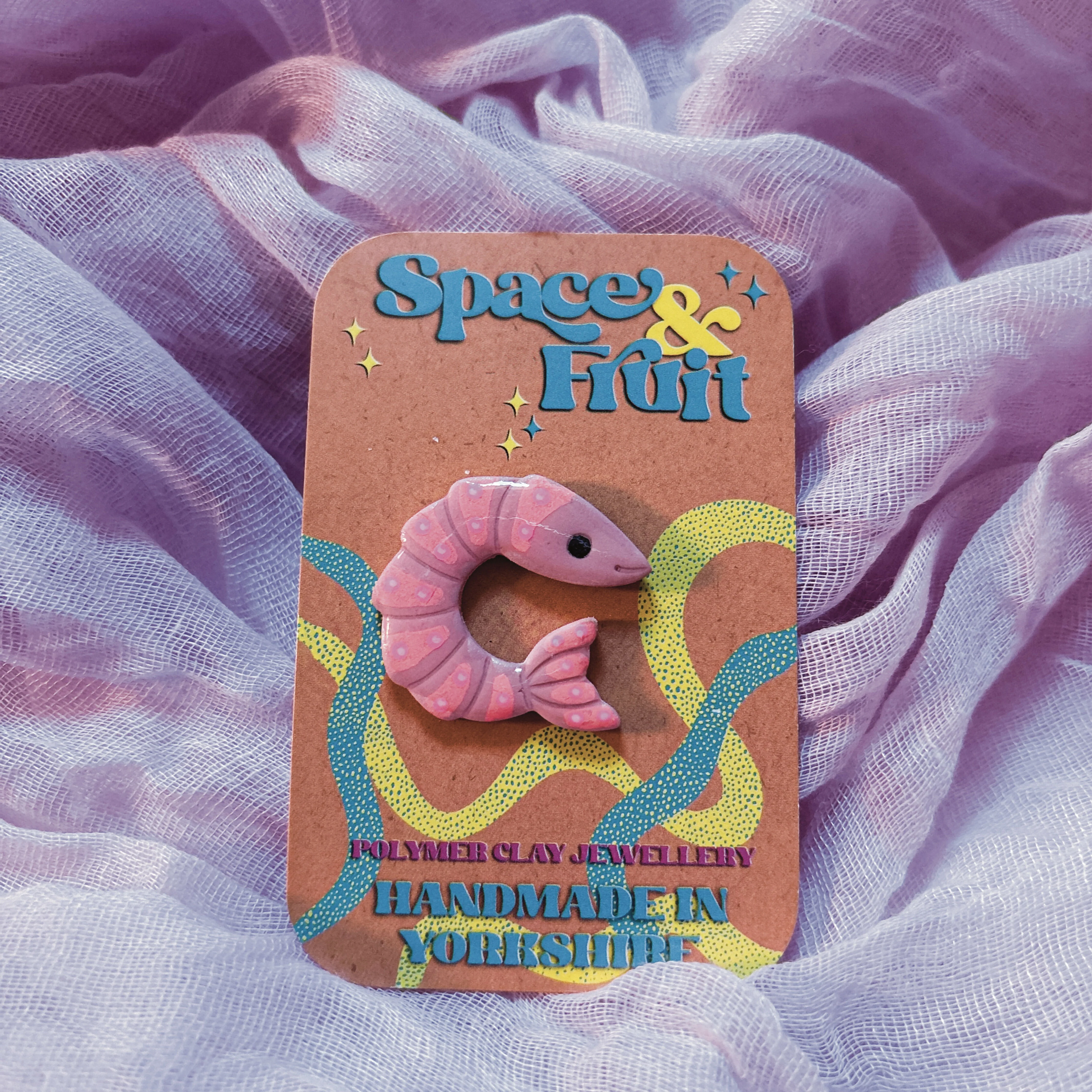 Prawn Polymer Clay Pin