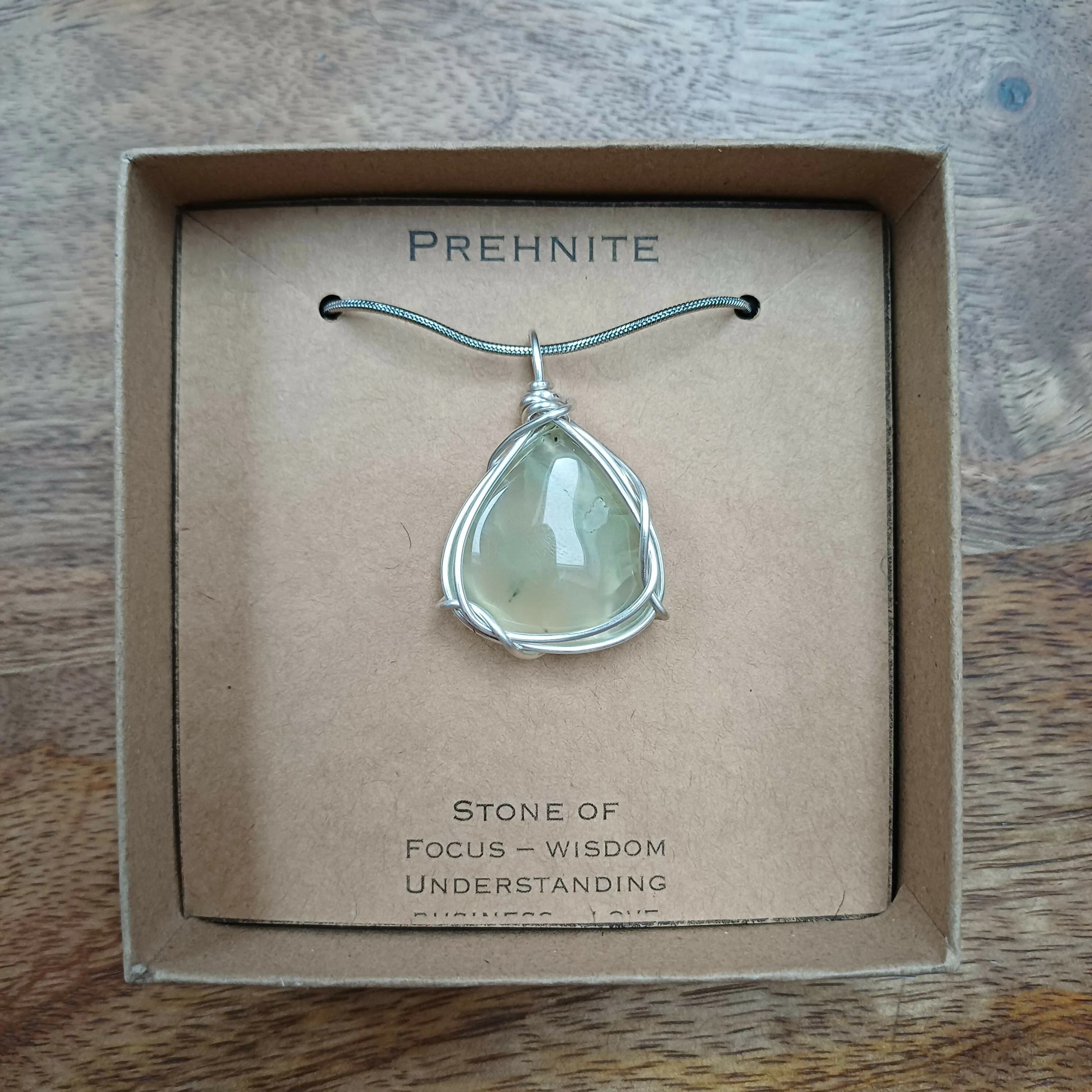 Prehnite Wire Wrapped Pendant