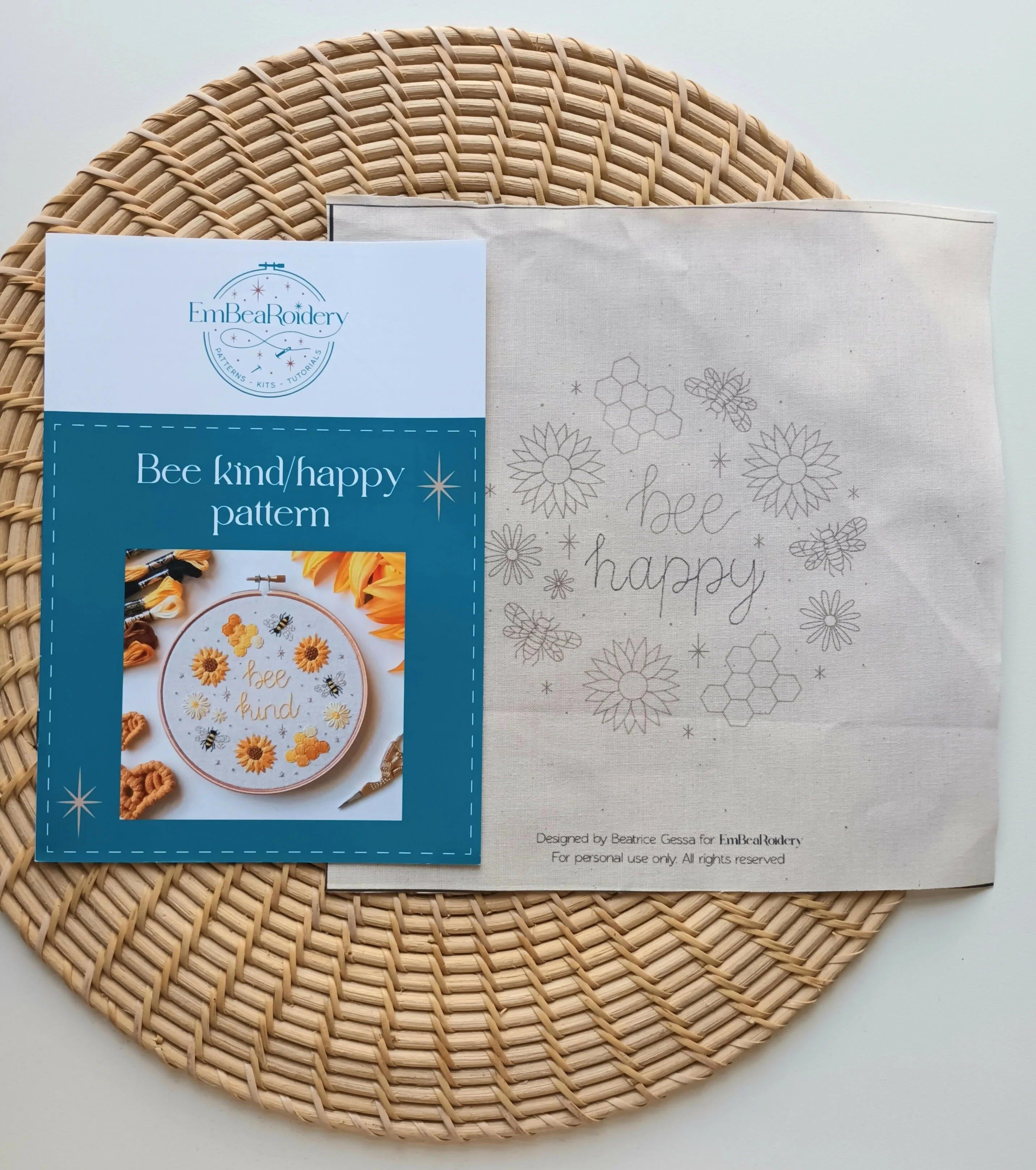Preprinted embroidery pattern for beginners - Bee happy - Image 2