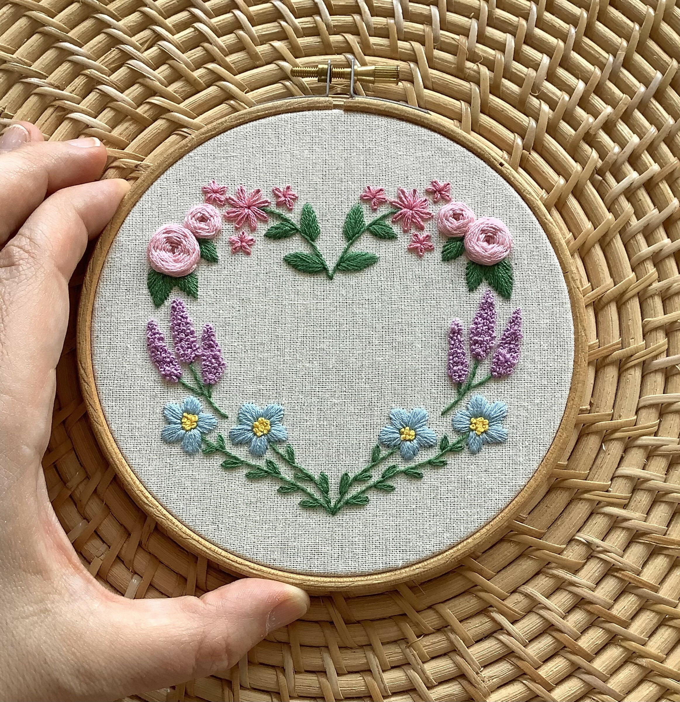 Preprinted Embroidery Pattern For Beginners - Floral Heart - Image 3