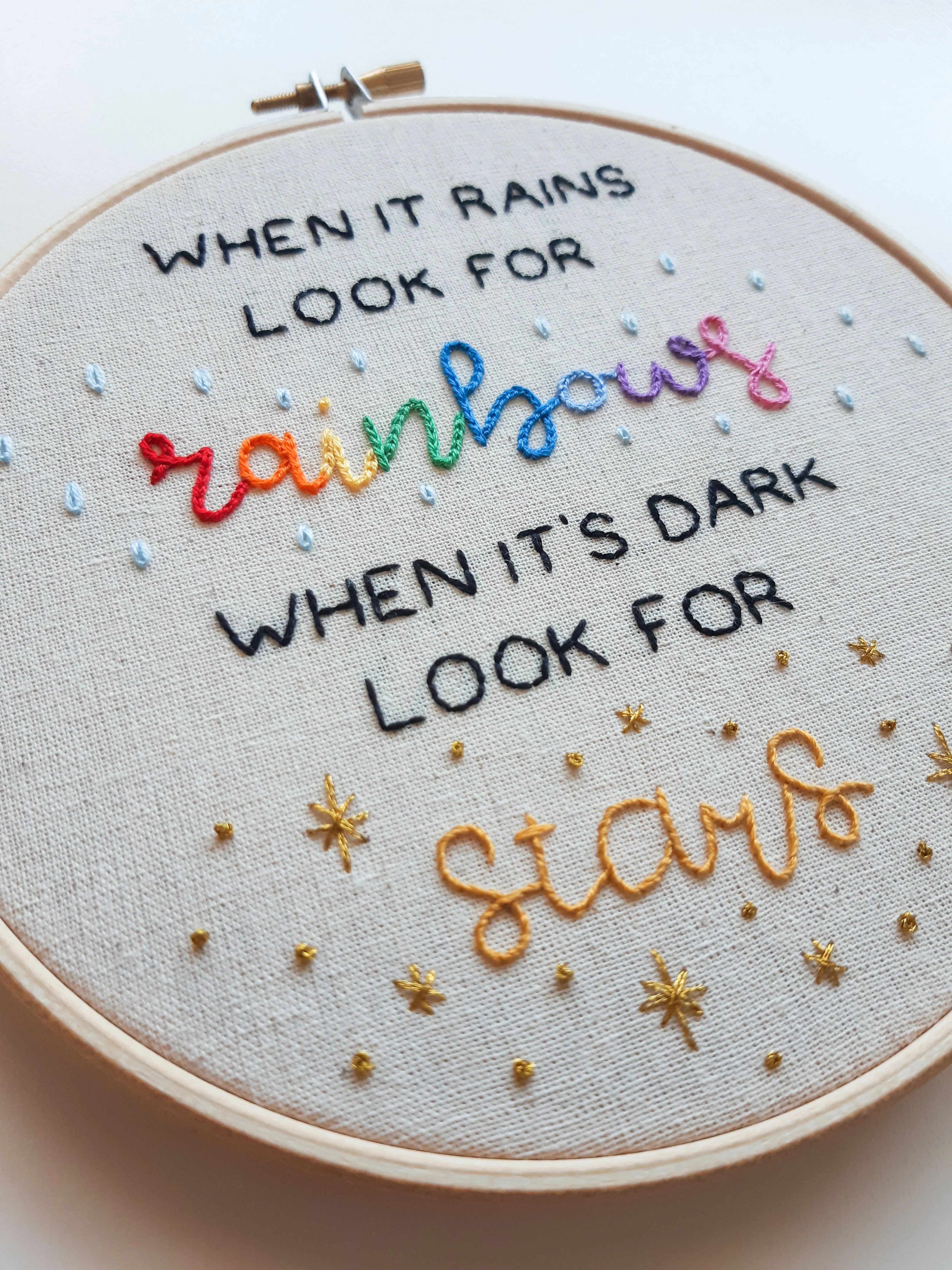 Preprinted Embroidery Pattern For Beginners - Look For Rainbows - Image 4