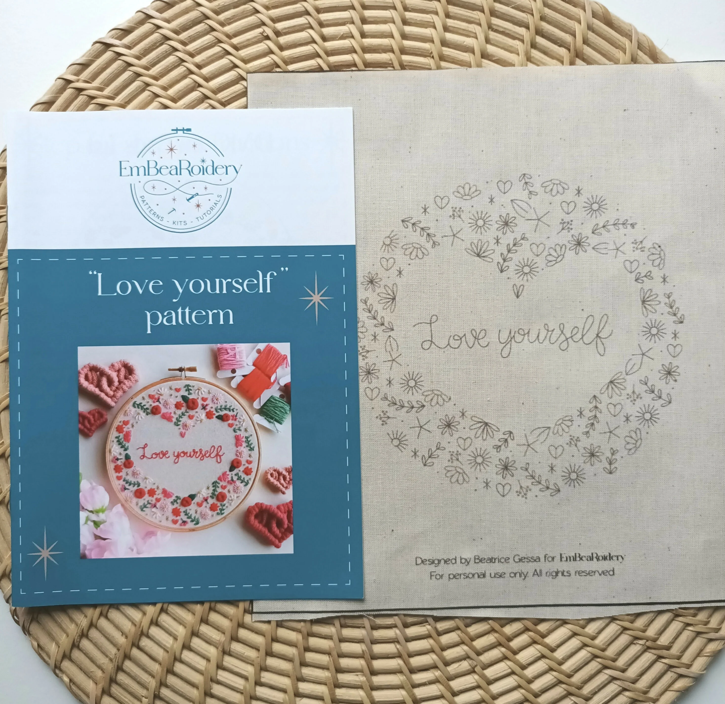 Preprinted Embroidery Pattern For Beginners - Love Yourself - Image 2