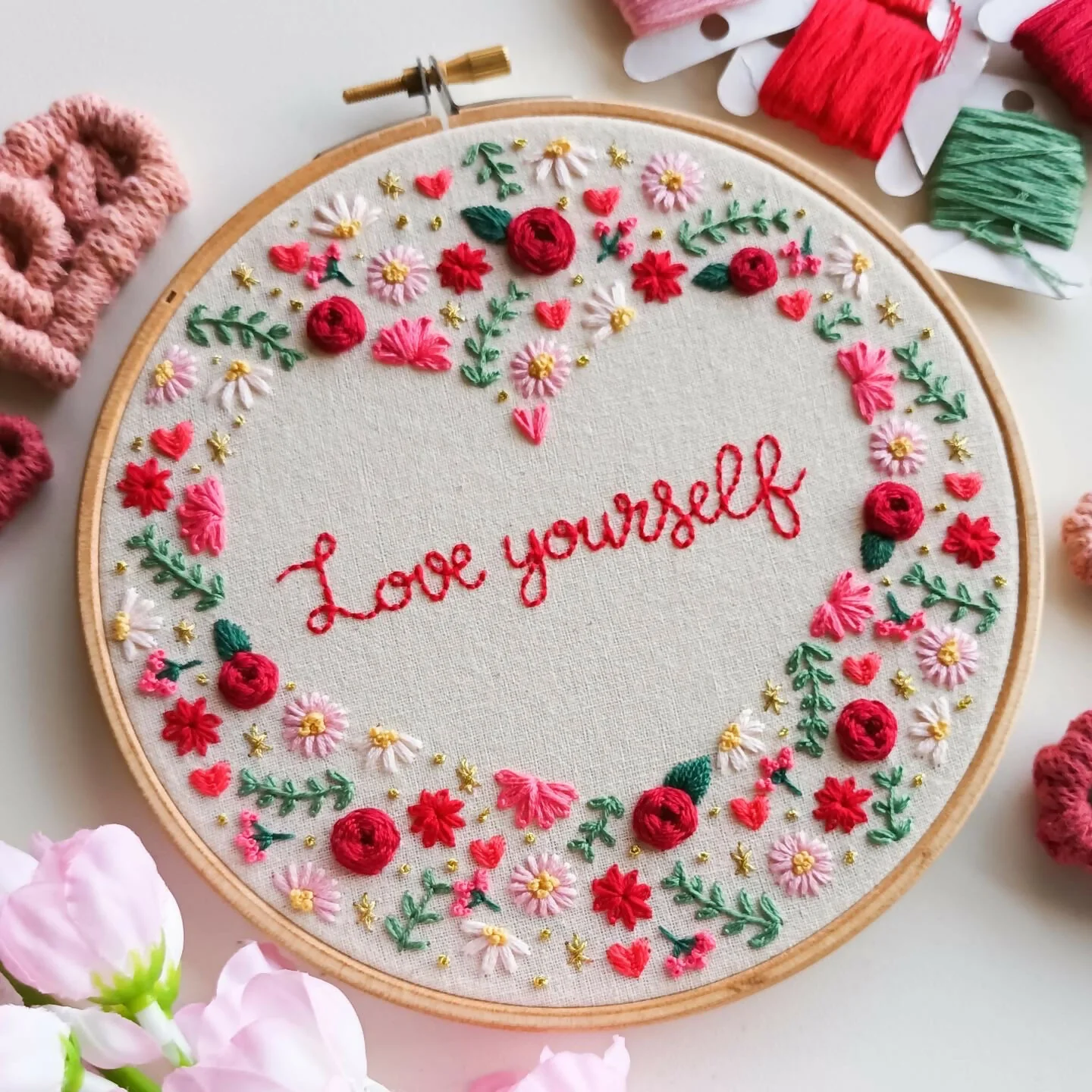 Preprinted Embroidery Pattern For Beginners - Love Yourself - Image 4