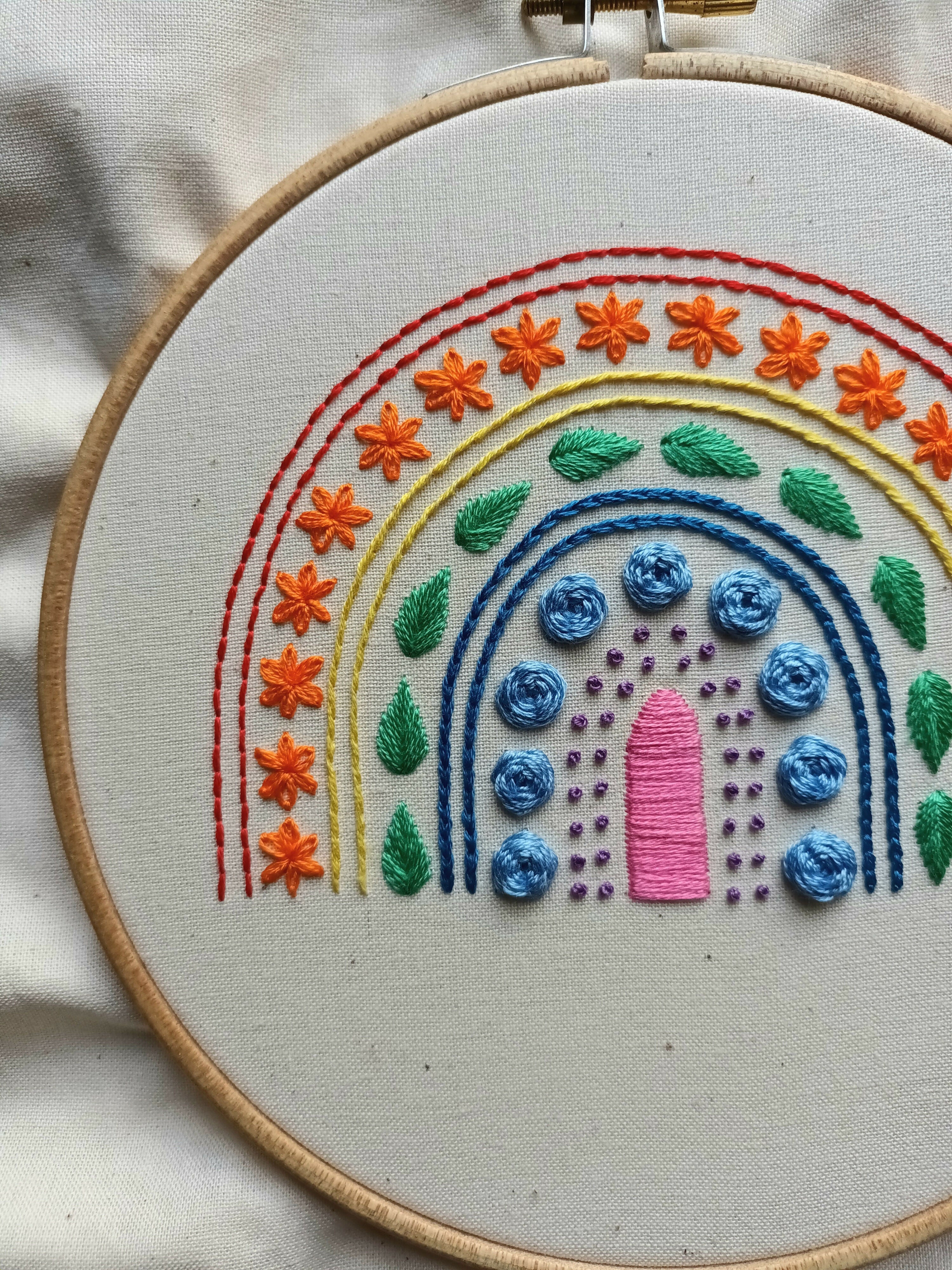 Preprinted Embroidery Pattern For Beginners - Rainbow - Image 3