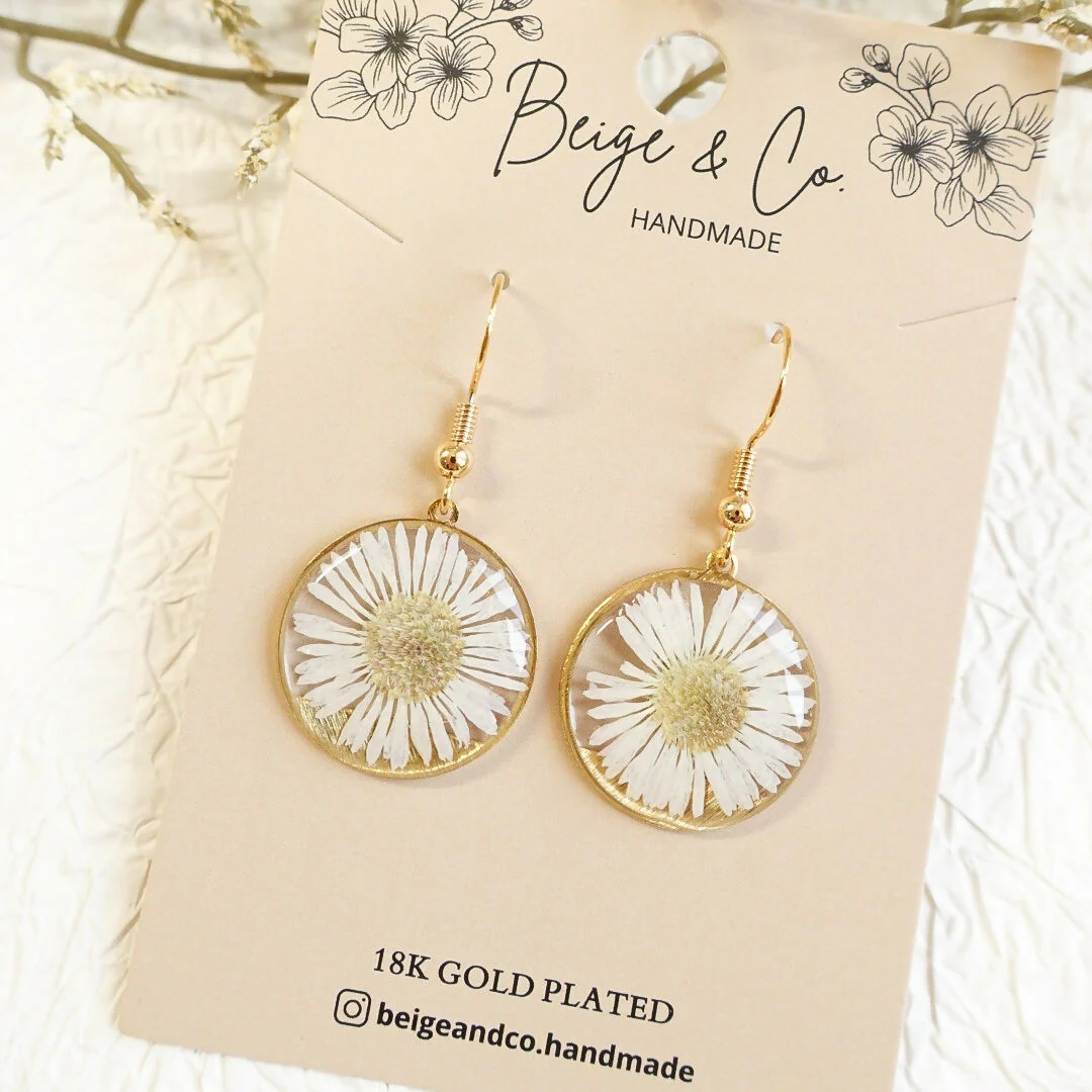 Pressed Flower Earrings - Daisy