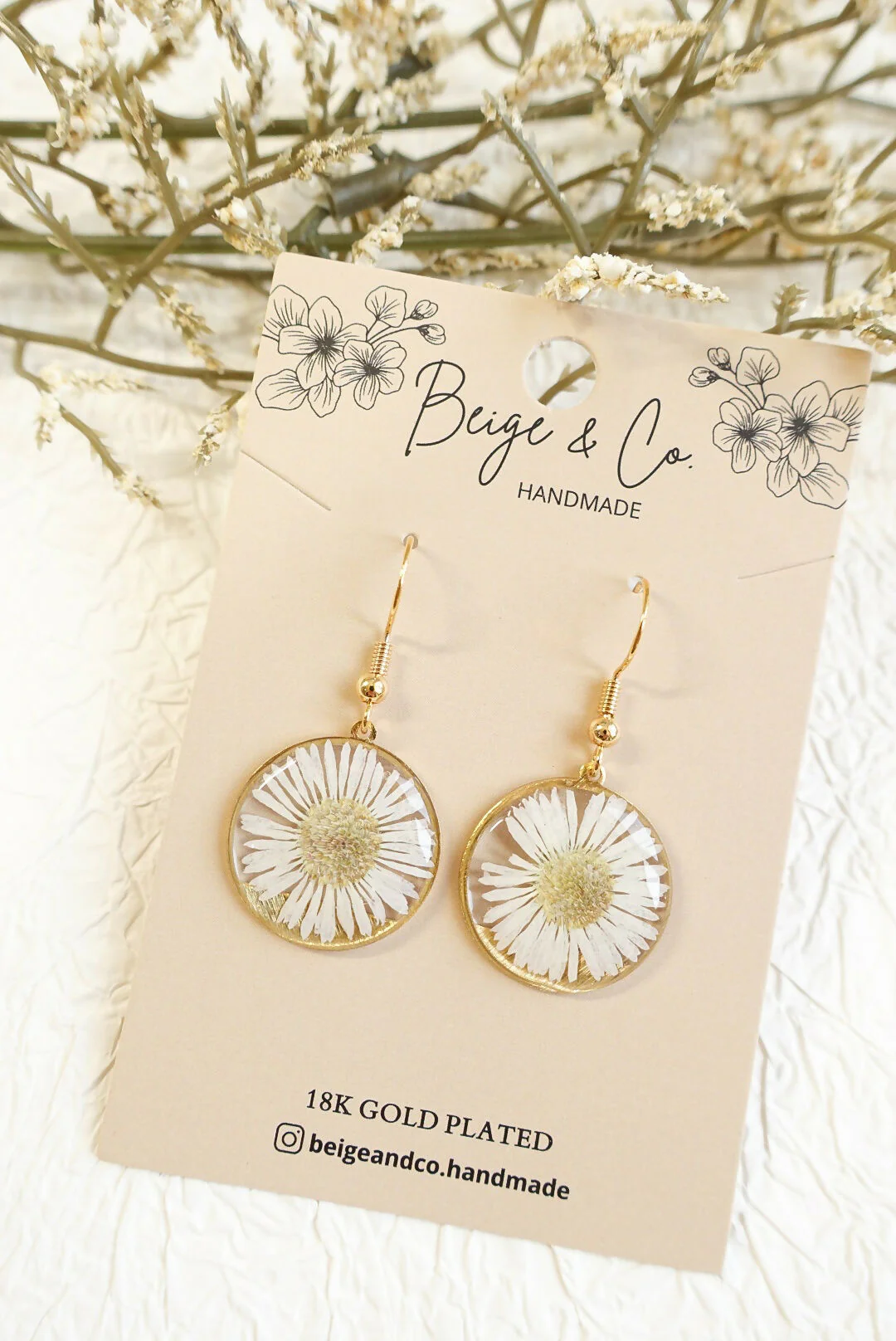 Pressed Flower Earrings - Daisy - Image 2