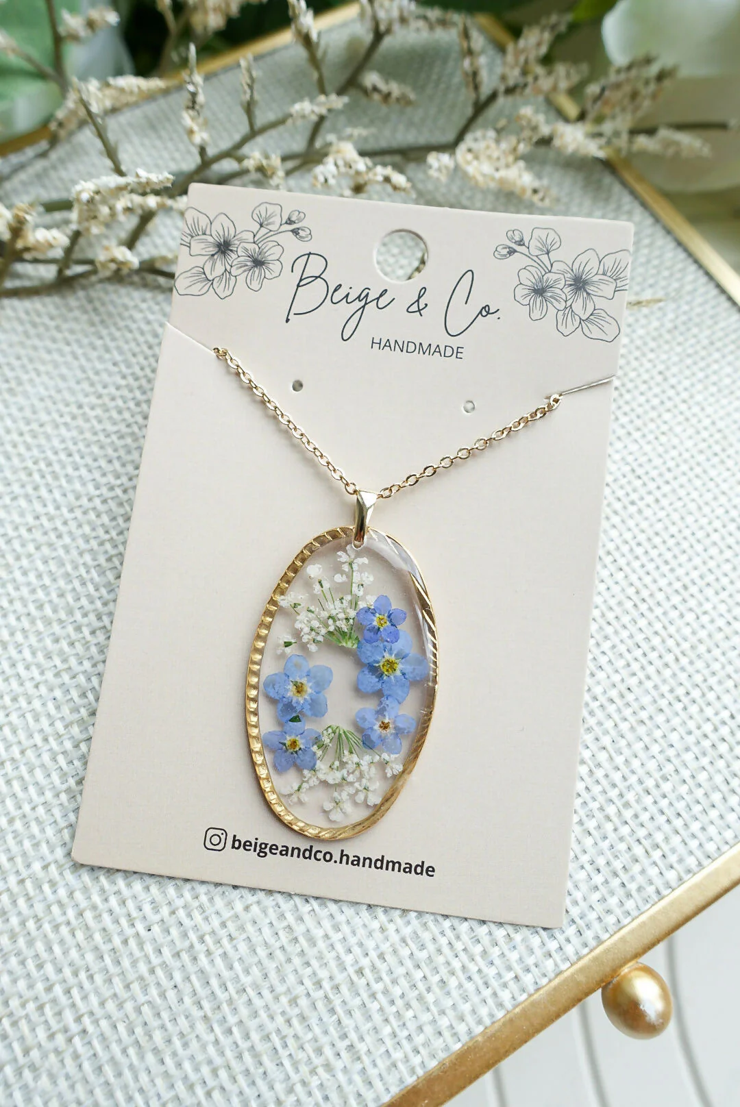 Pressed Flowers Necklace - Forget Me Not - Image 2