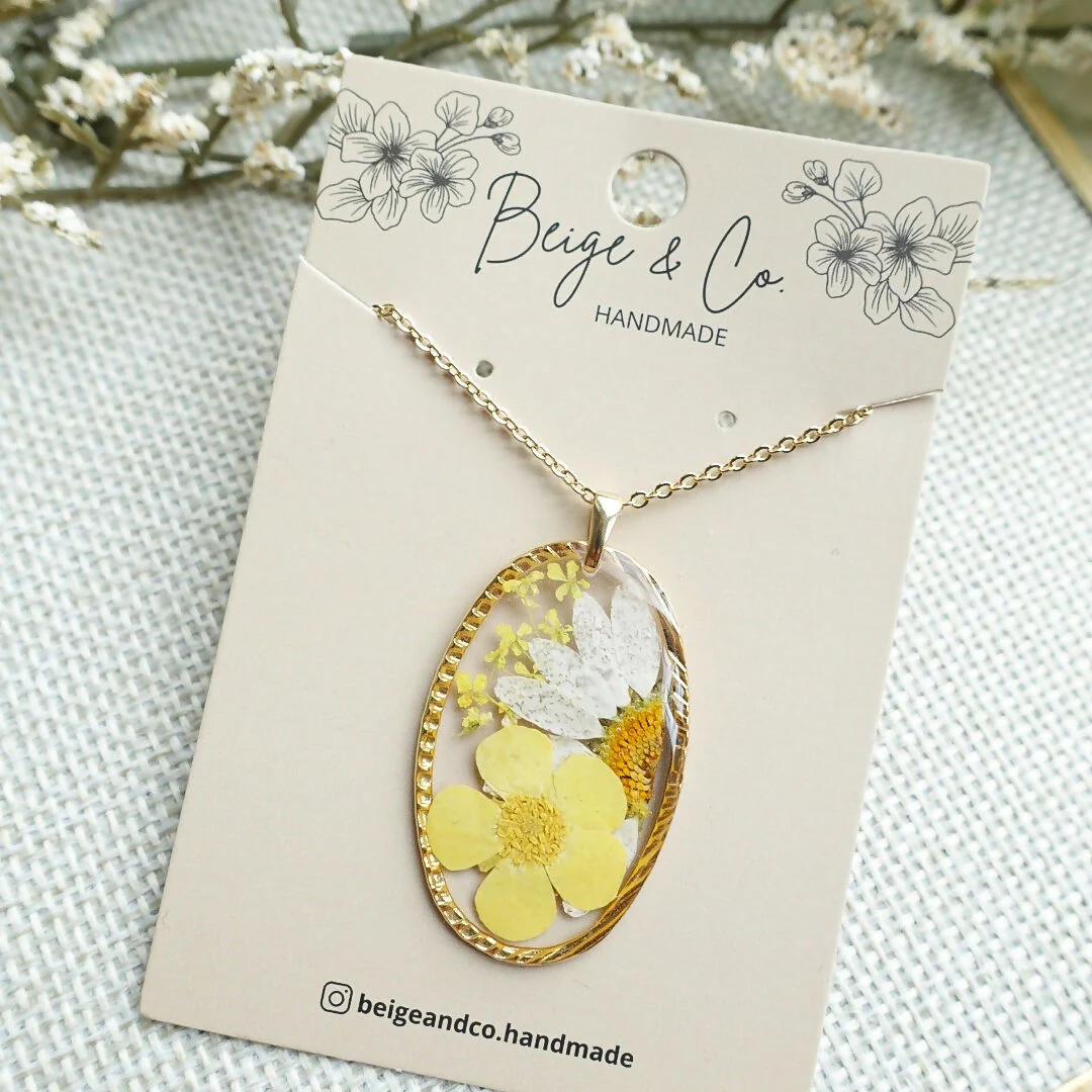 Pressed Flowers Necklace - Sunflower