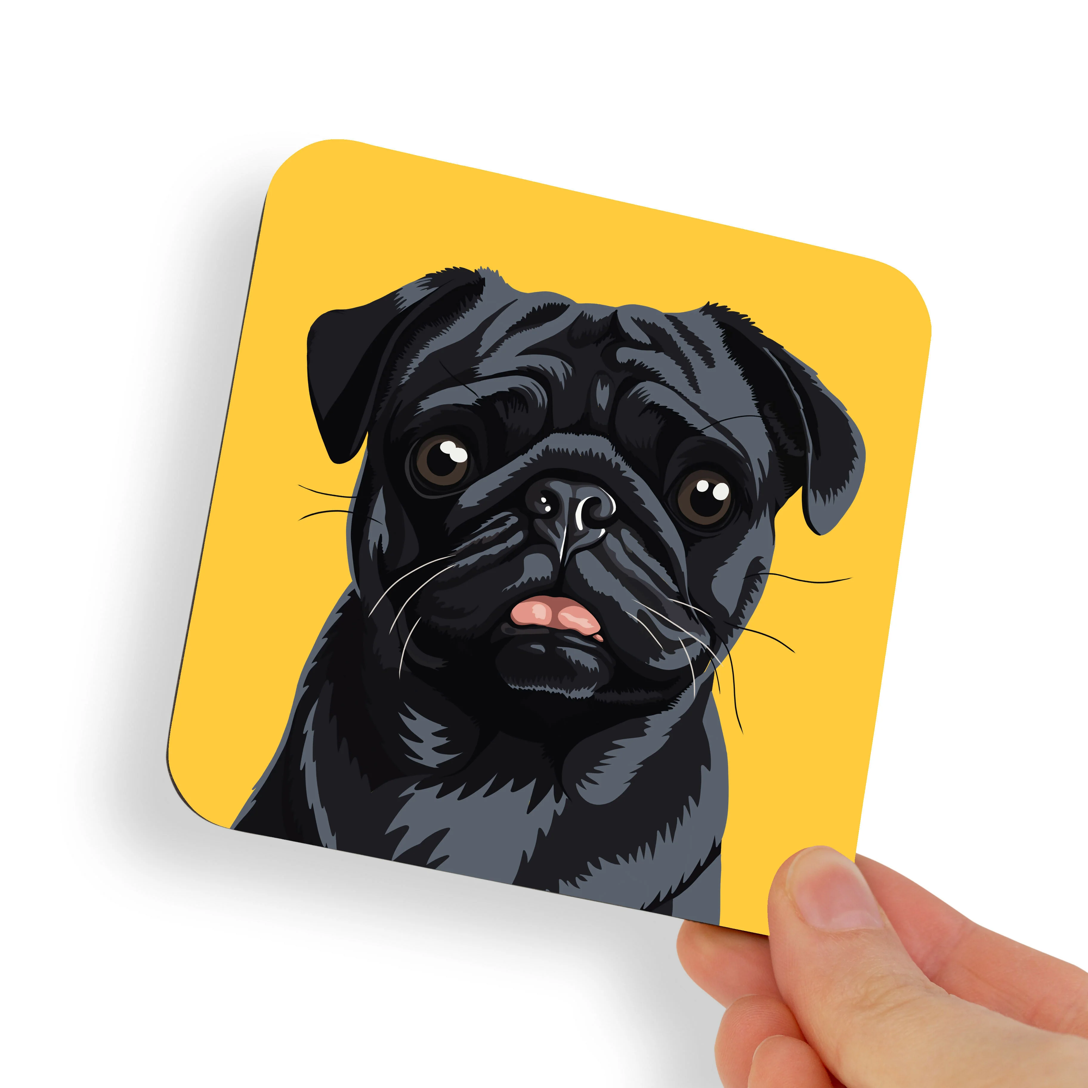 Pug Black Dog Coaster
