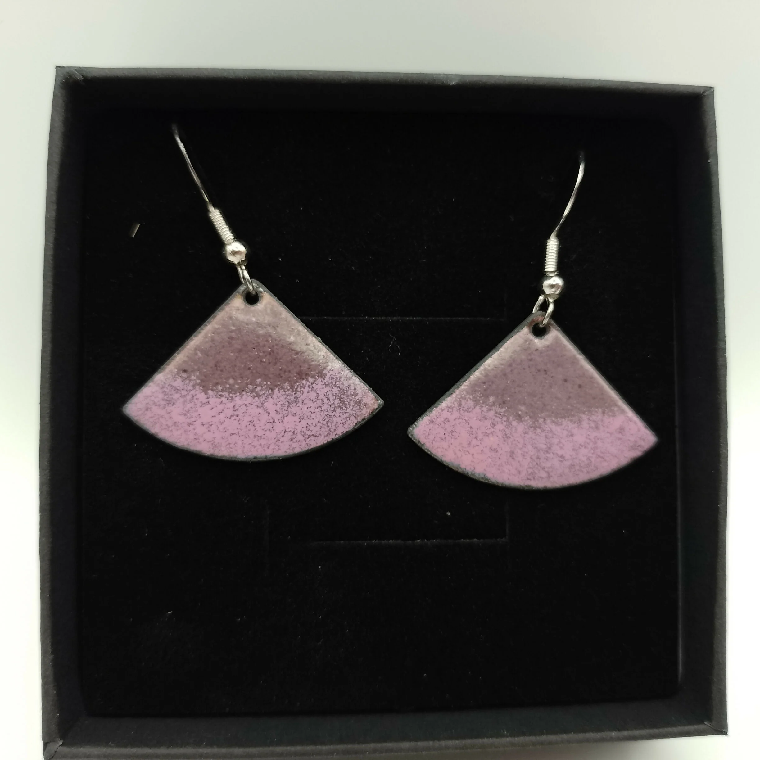 Purple and Pink Fan Enamel Earrings - Image 2