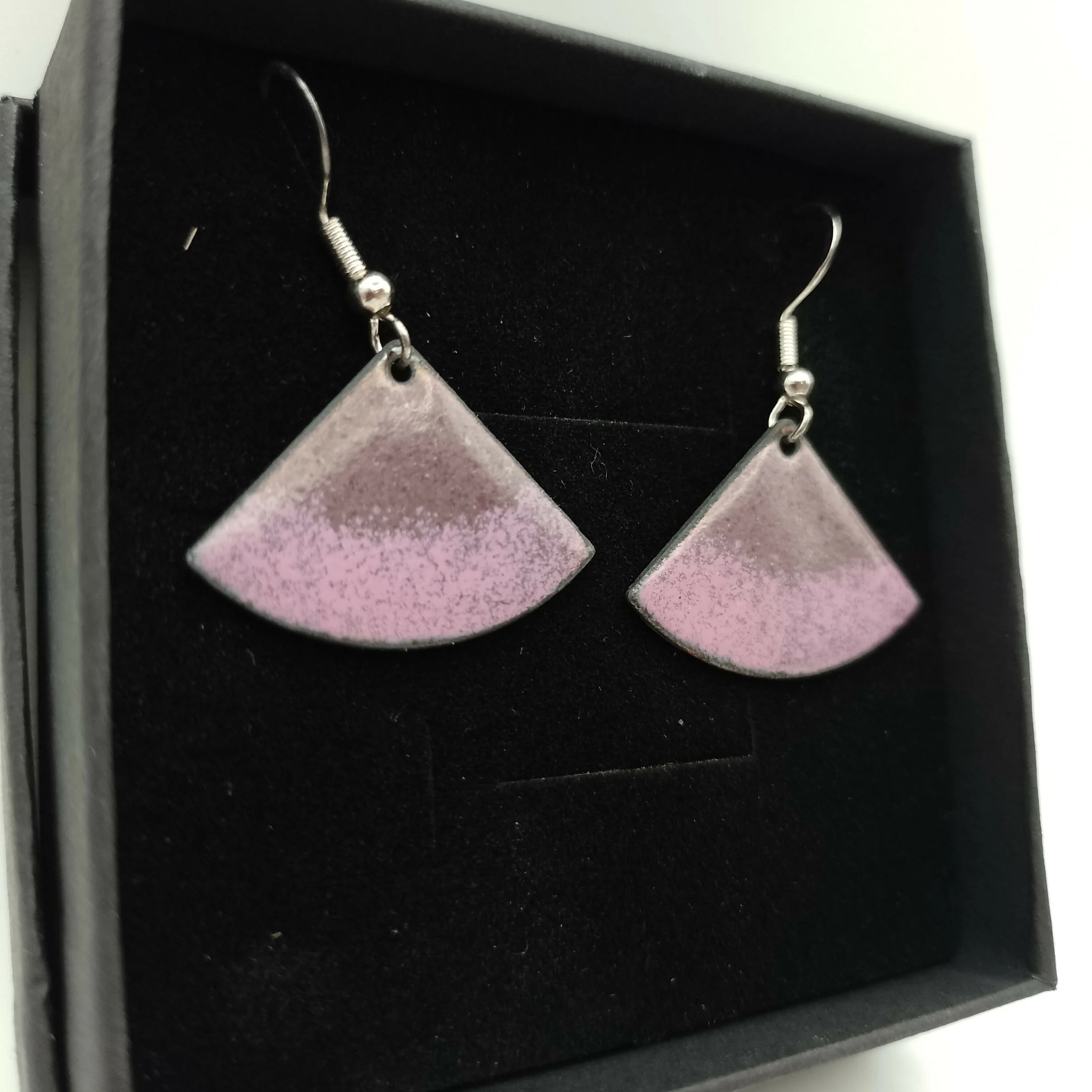 Purple and Pink Fan Enamel Earrings - Image 3
