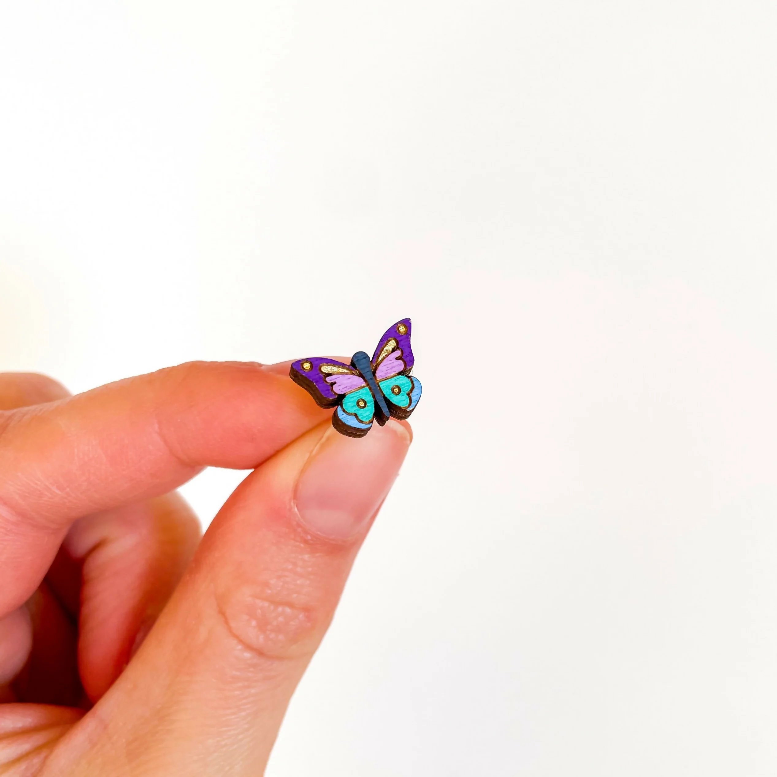 Purple Butterfly Stud Earrings - Image 3