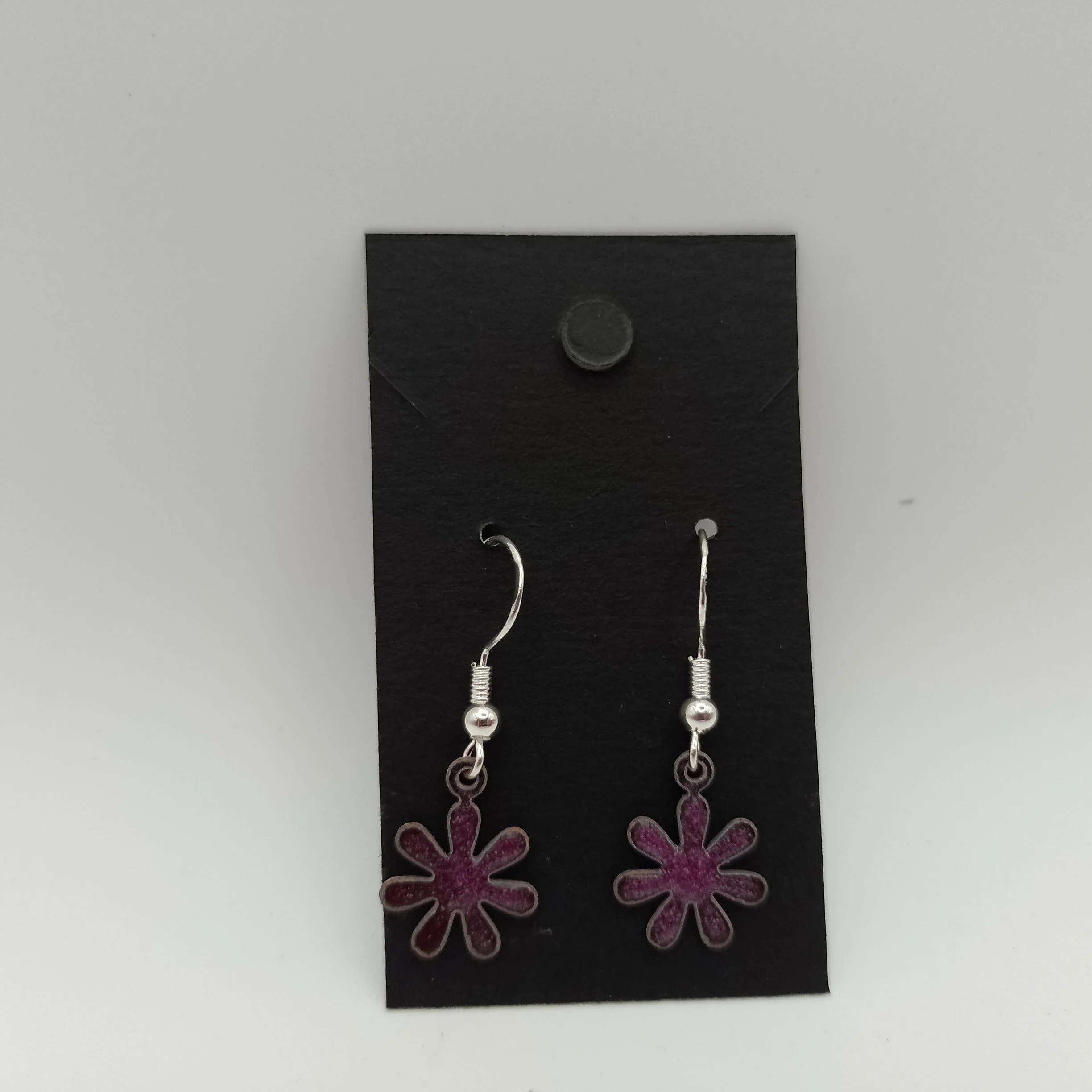 Purple Flower Enamel Earrings