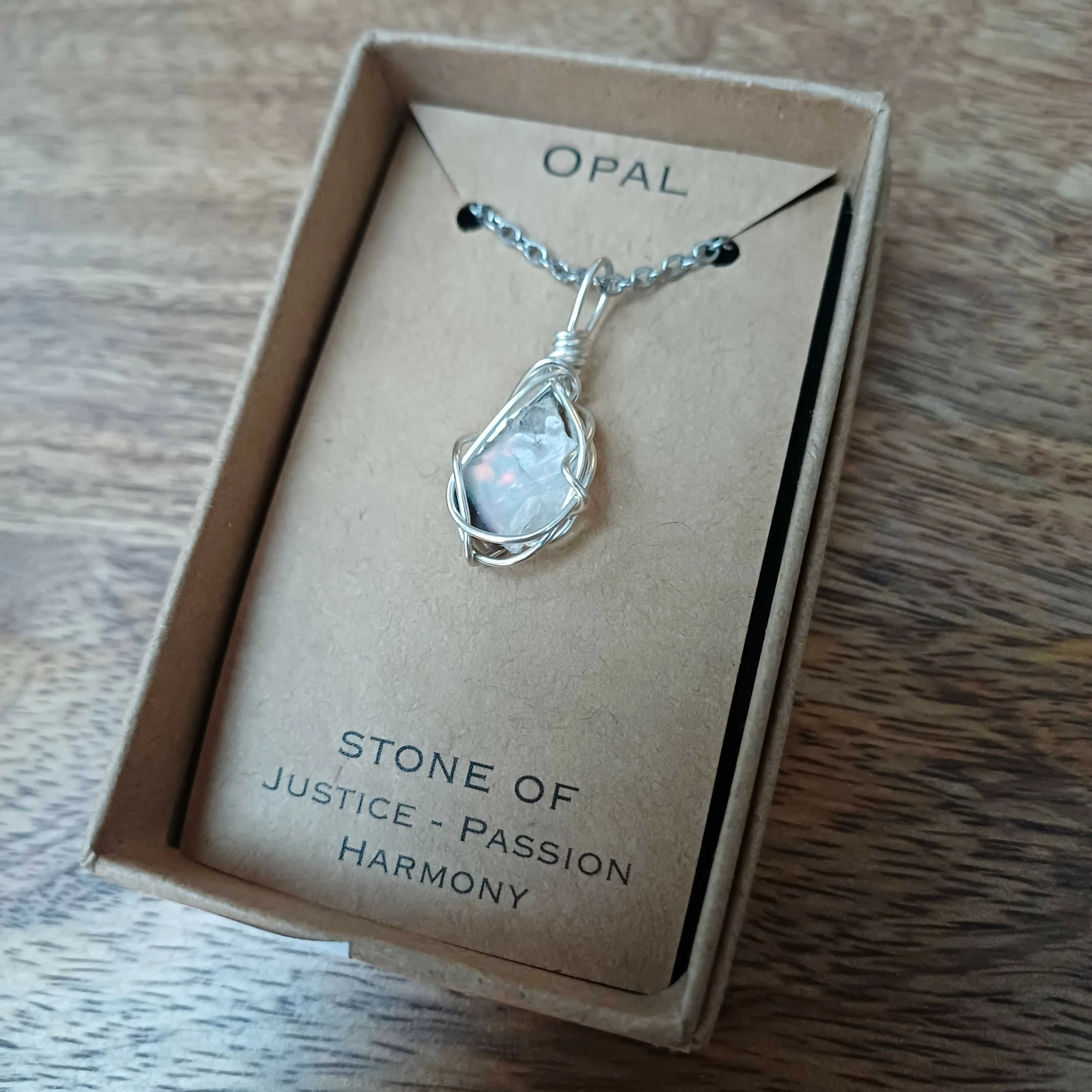Raw Opal Wire Wrapped Pendant