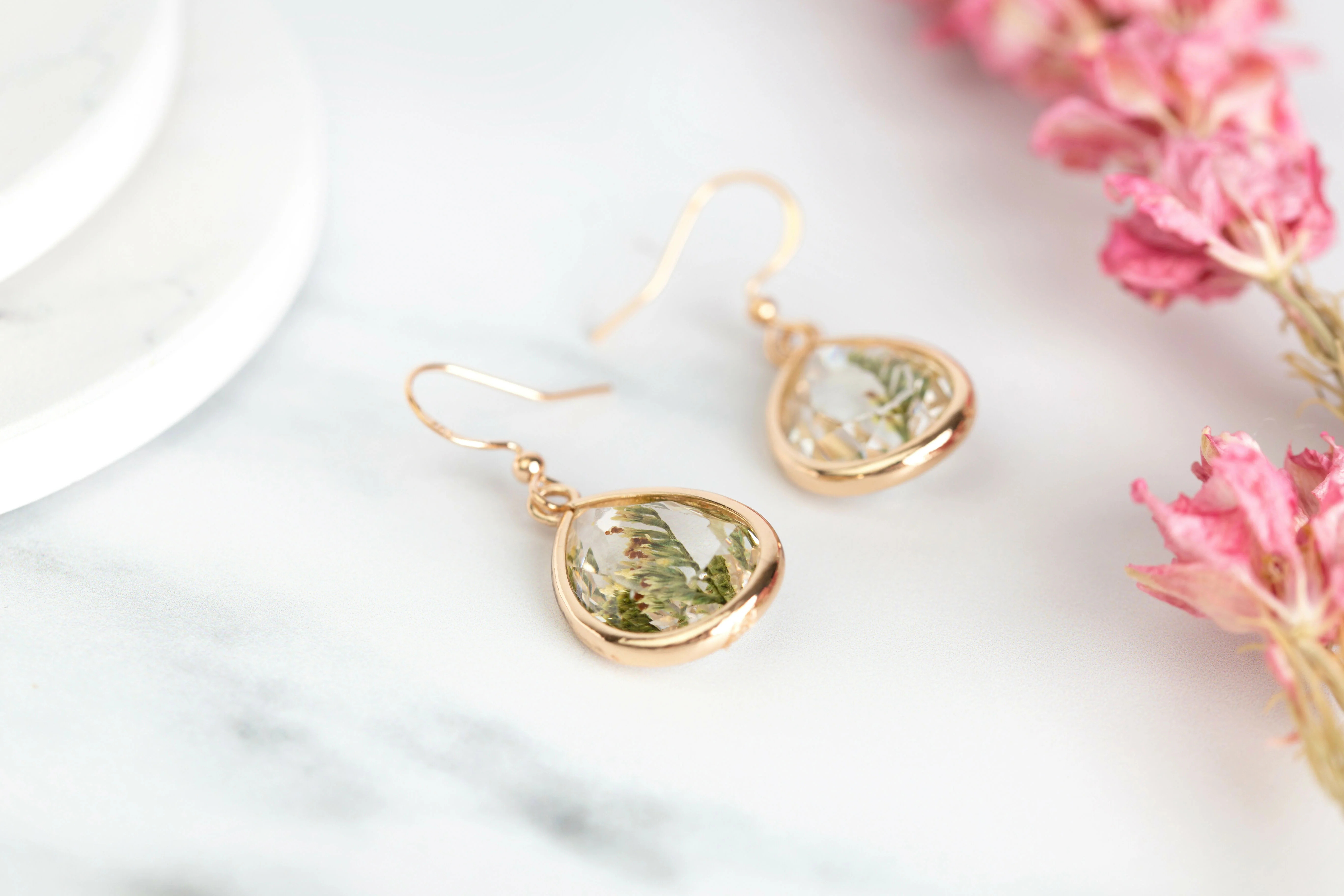 Real Christmas Tree Dangle Earrings Gold Plated - Image 3