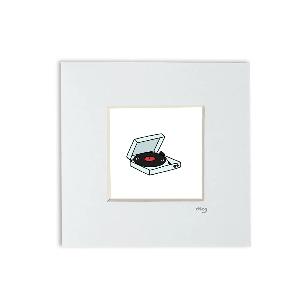 Record Player 4x4" Mounted Mini Print