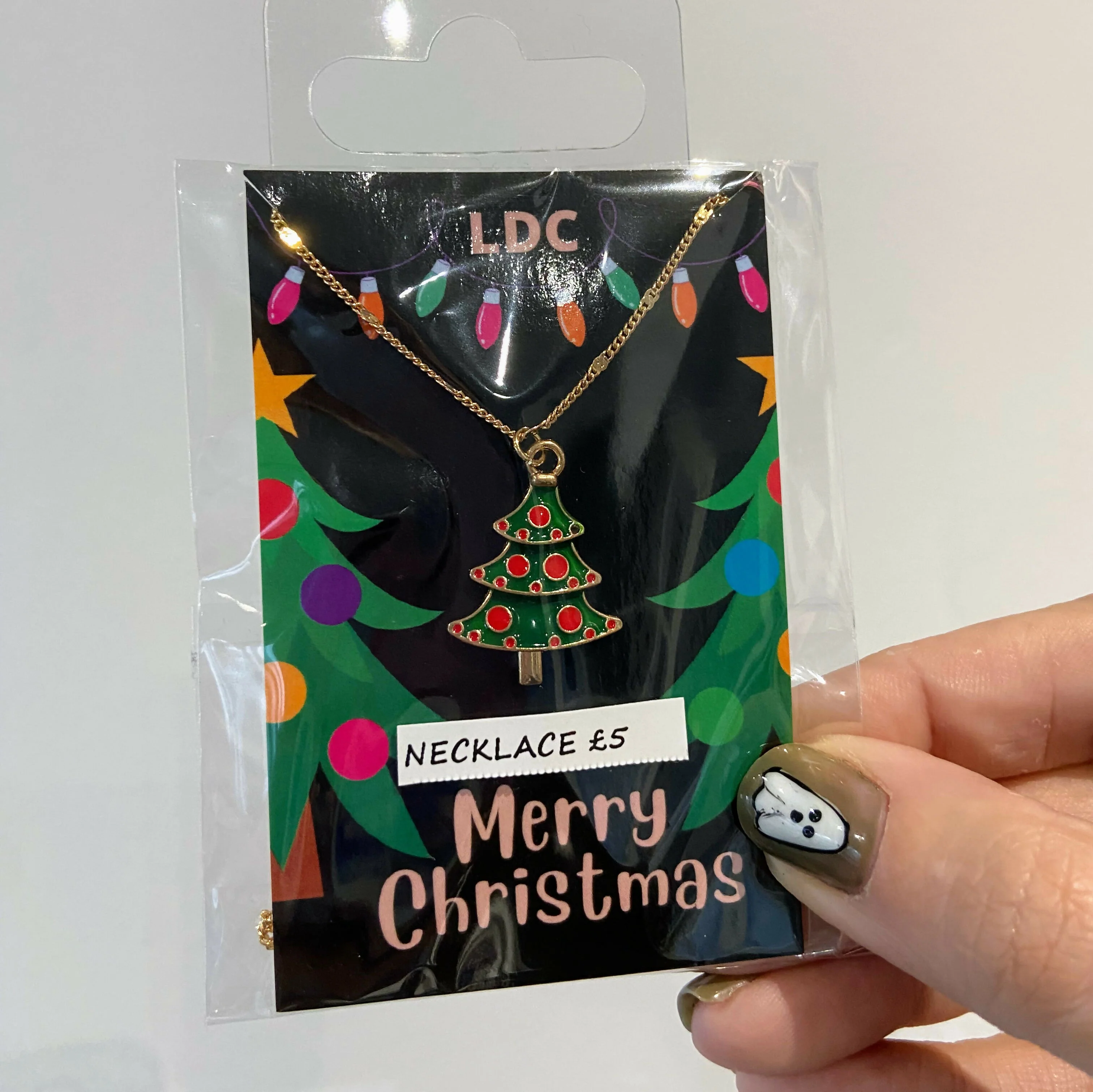 Red Bauble Christmas Tree Charm Necklace