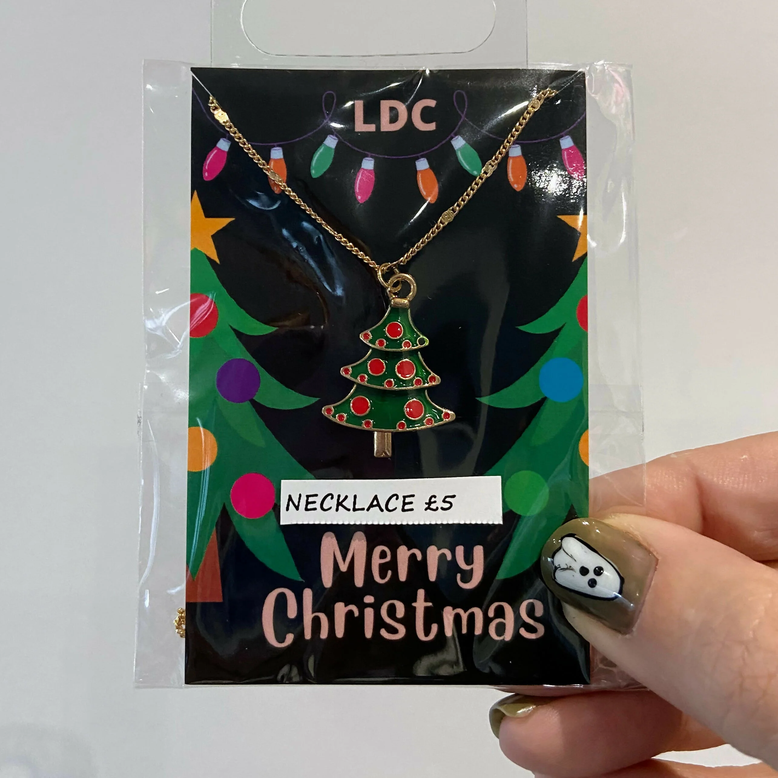 Red Bauble Christmas Tree Charm Necklace - Image 3