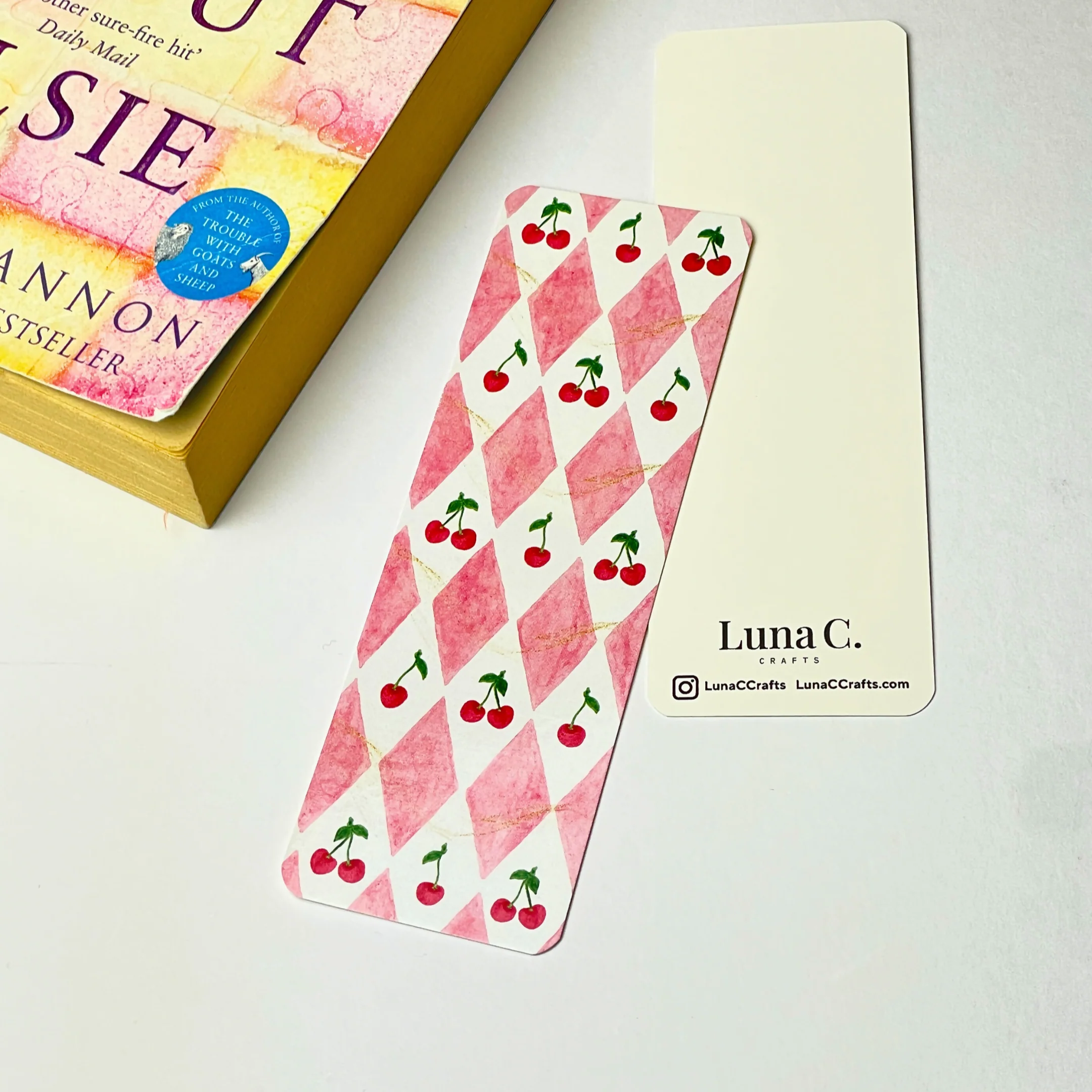 Red Cherries and Diamonds 15 x 5 cm Bookmark